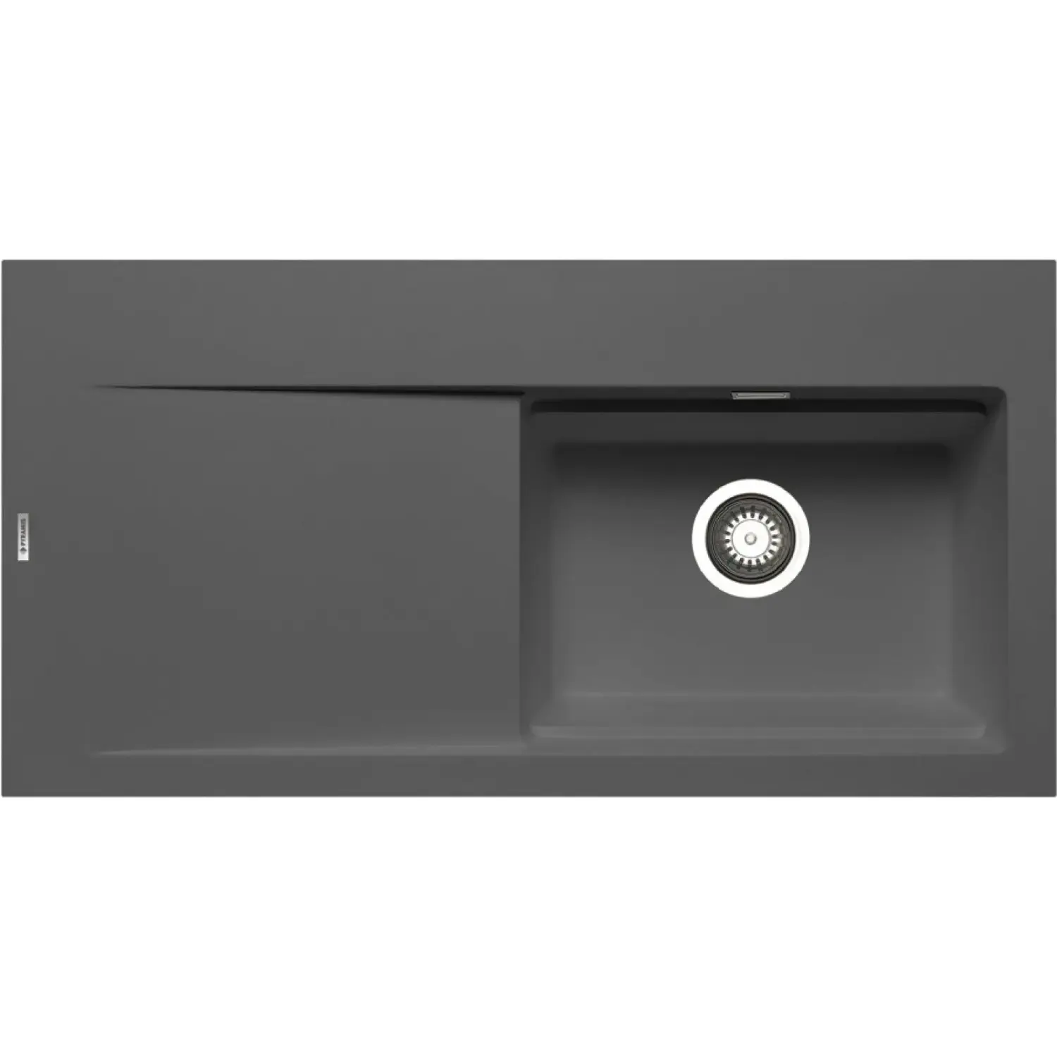 PYRAMIS Granitový dřez s odkapávačem Tekton 1B 1D LH, iron grey, 100 x 51 cm