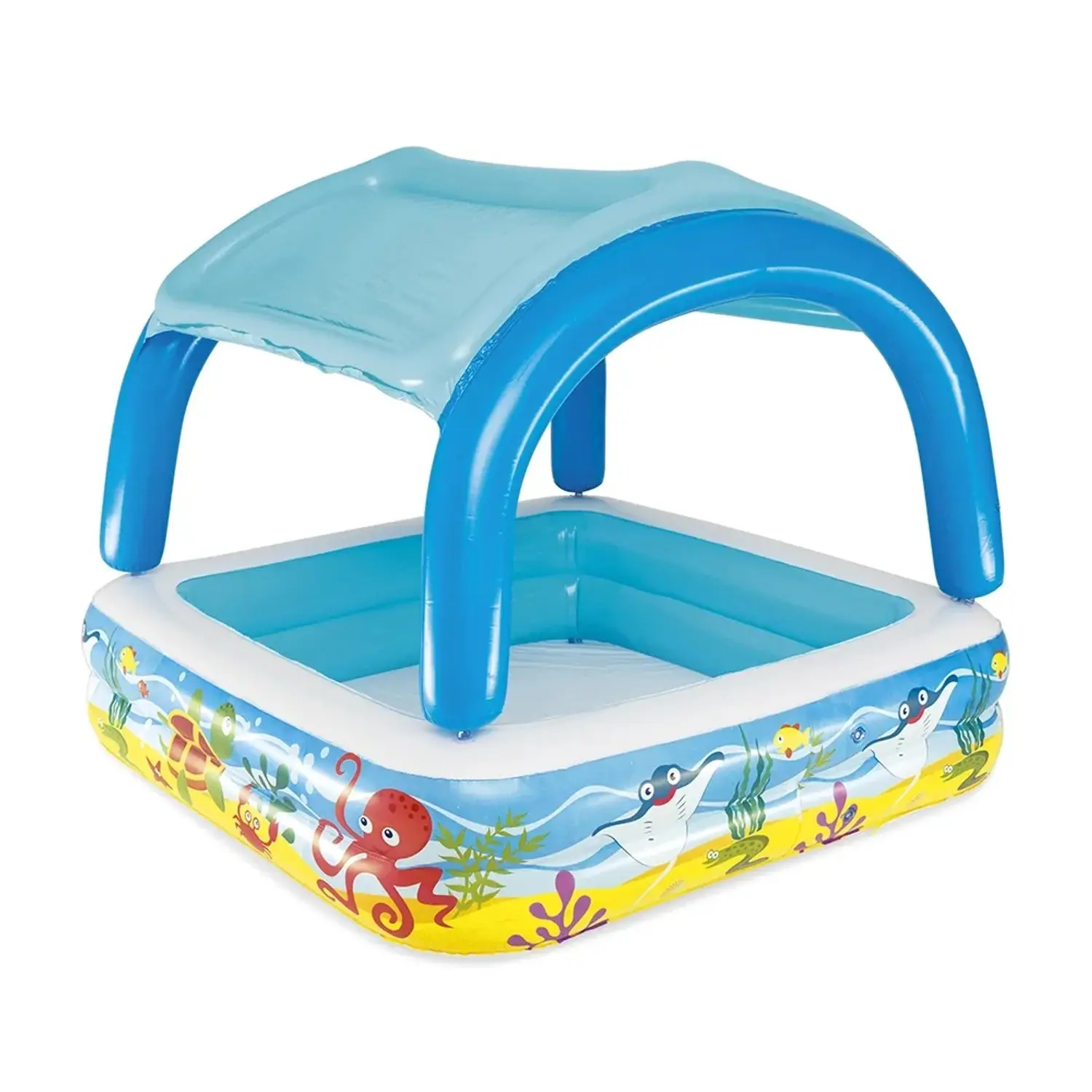 Bestway Dětský nafukovací bazén se stříškou 140 x 140 x 114 cm
