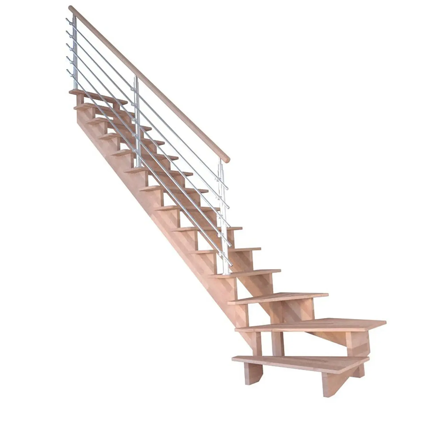 StarWood Schody Lindos Pro bukové levé 100cm otevřené design. nerez. zábradlí