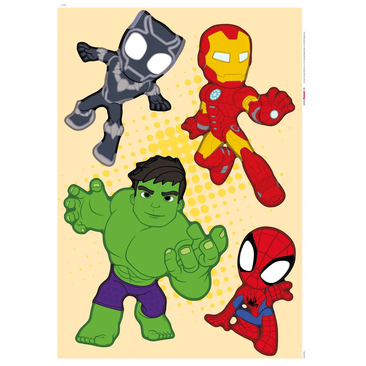 Komar Samolepka na zeď Spiderman Group 50 x 70 cm, 4dílná