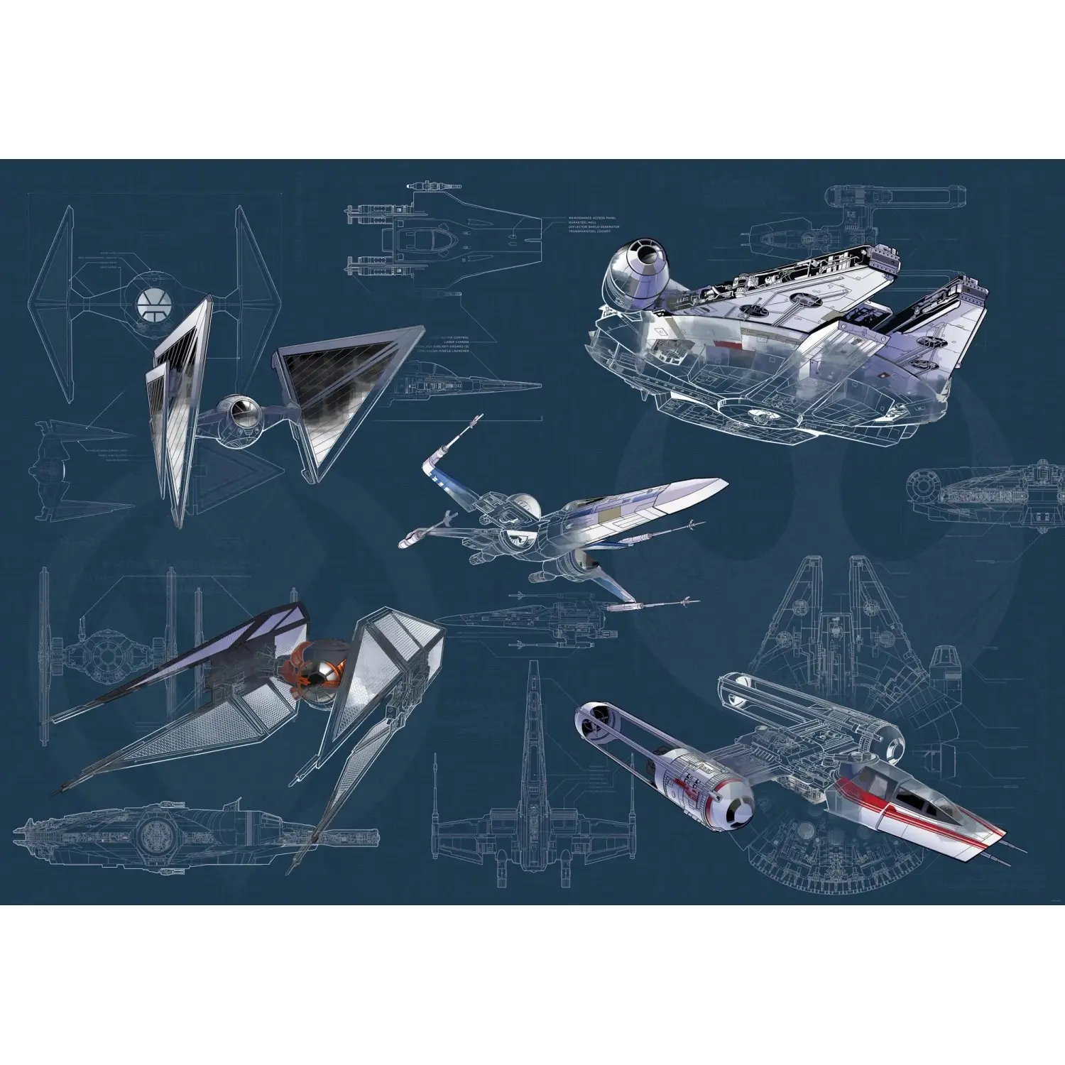 Komar Vliesová fototapeta Star Wars Blueprint Dark 400 x 280 cm