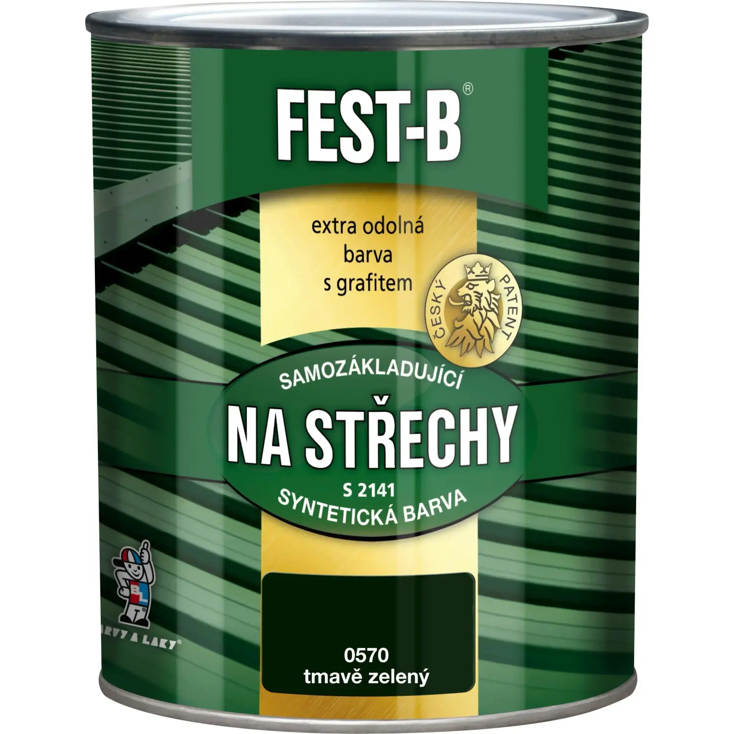 FEST-B Antikorozní nátěr na železo 2v1 na střechy S2141, 0570 tm. zelená, 800 g
