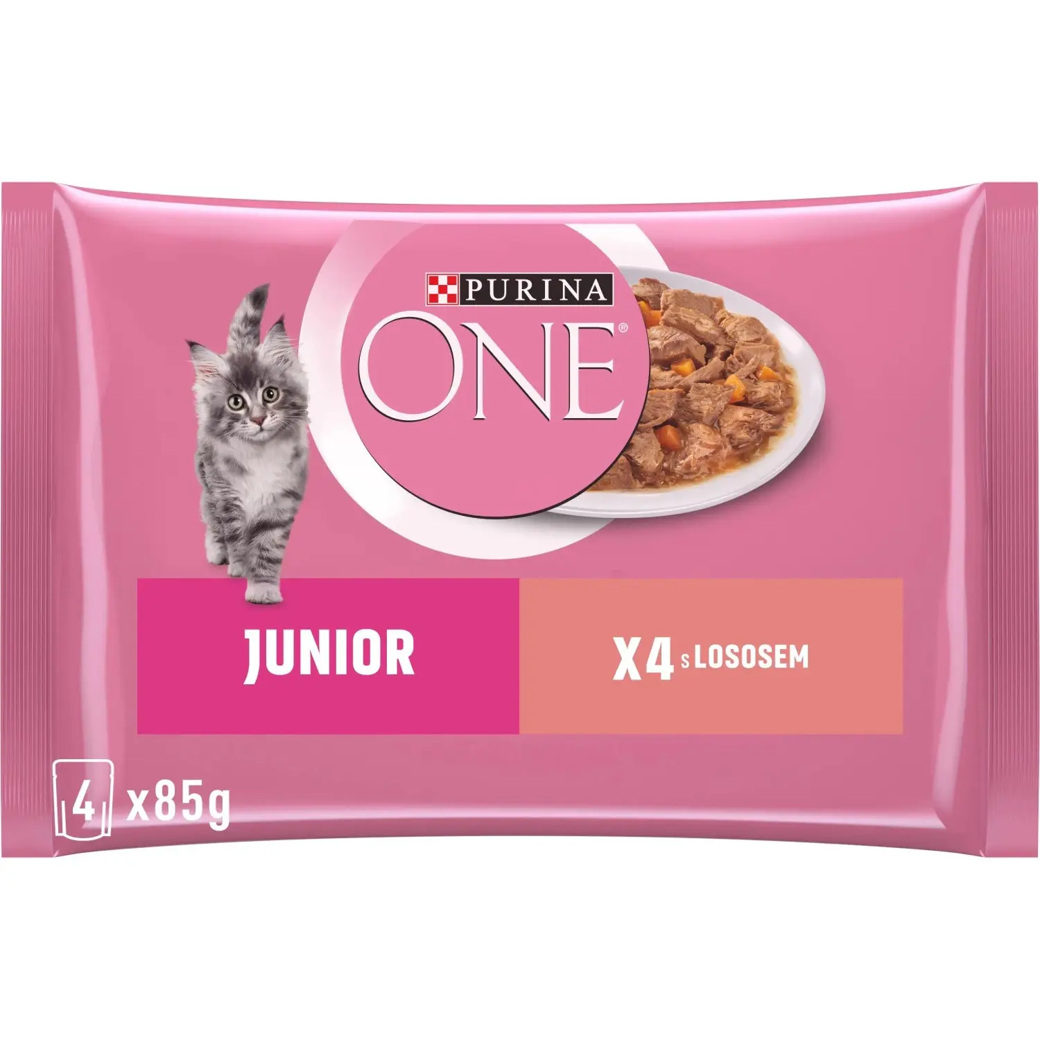 PURINA ONE Junior Kapsička pro koťata losos 4 x 85 g