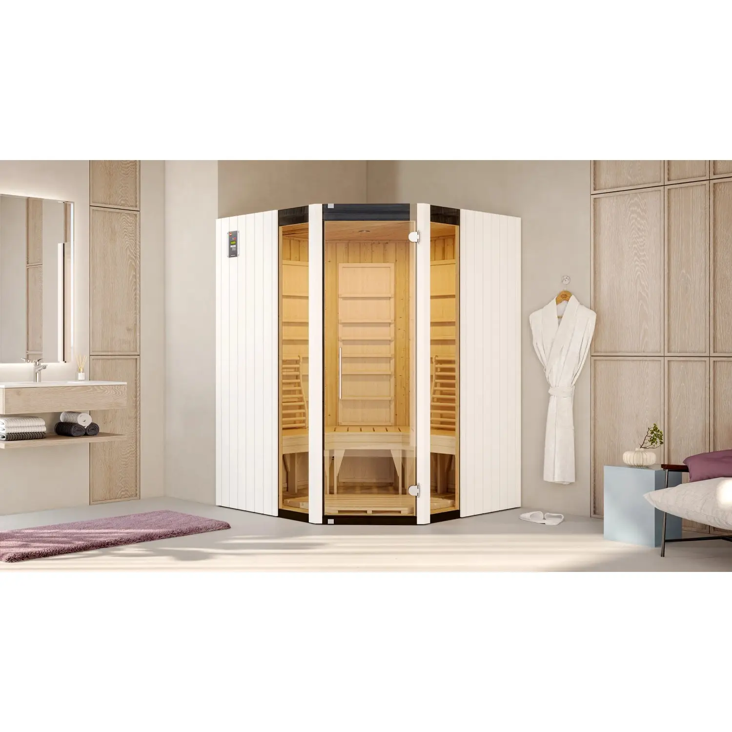 Weka Infračervená kabina Osby rohová s deskovými zářiči (Š x H) 200 x 138 cm