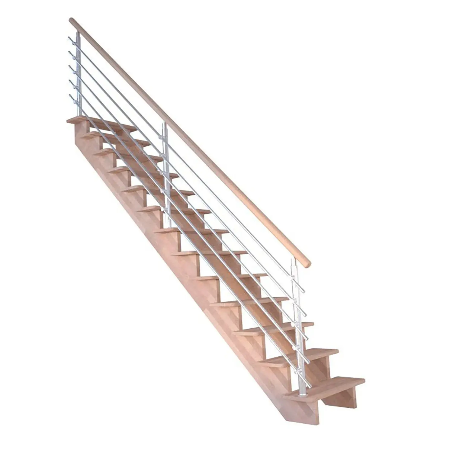 StarWood Schody Lindos Pro bukové rovné 100cm otevřené design. nerez. zábradlí