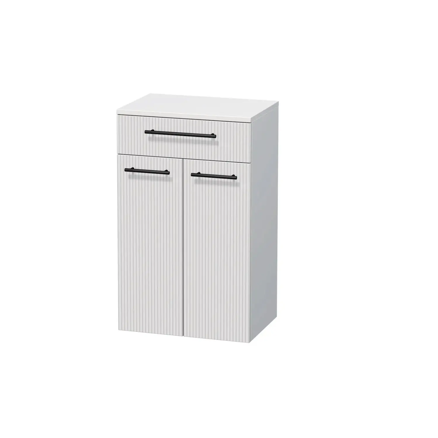 INTEDOOR Nízká skříň BEE, úchyt černý, 1zásuvka, 2dveře, š.50cm, bílá 3D pruhy