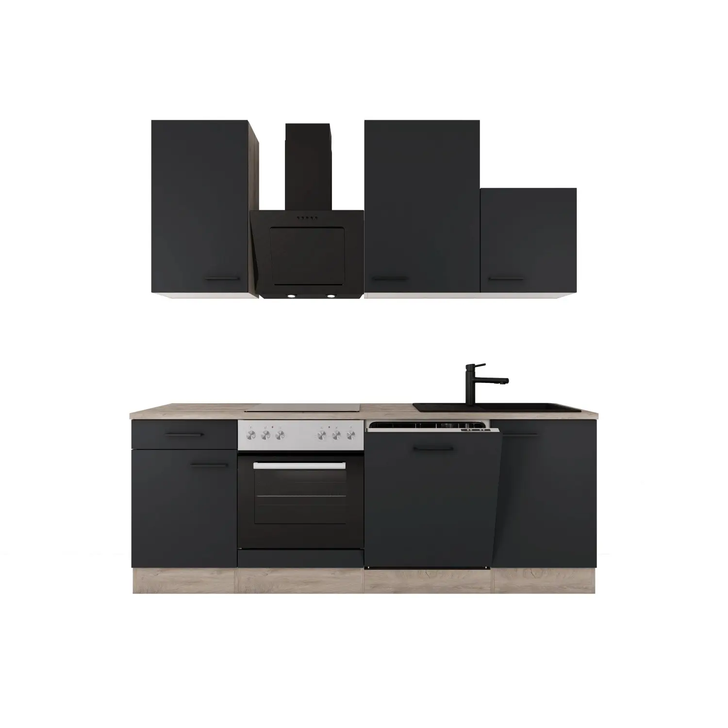 Flex-Well Kuchyně CAPRI 220 cm/typ 5-trouba/var.deska/digestoř/myčka