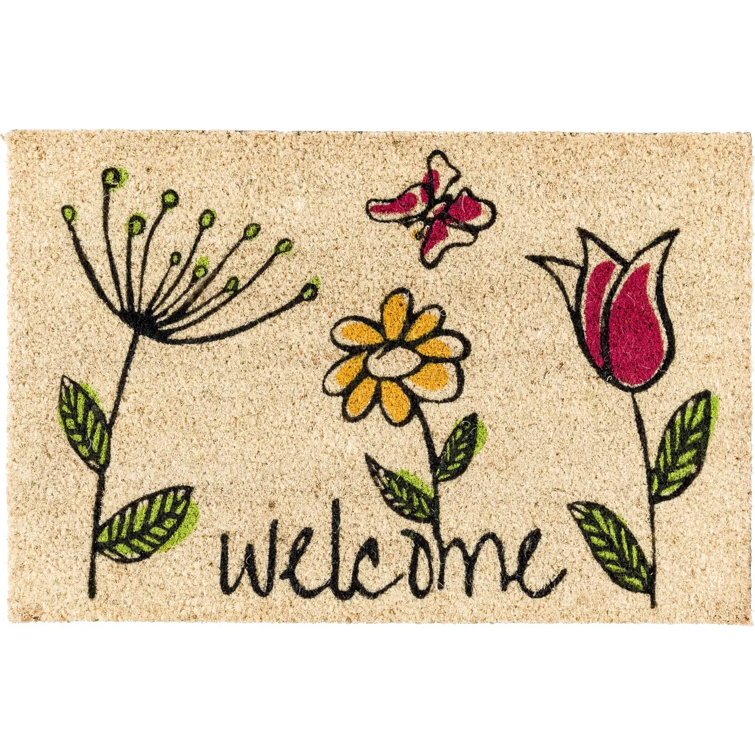 ASTRA Vstupní kokosová rohožka Coco Style "Welcome" květy, 40 x 60 cm