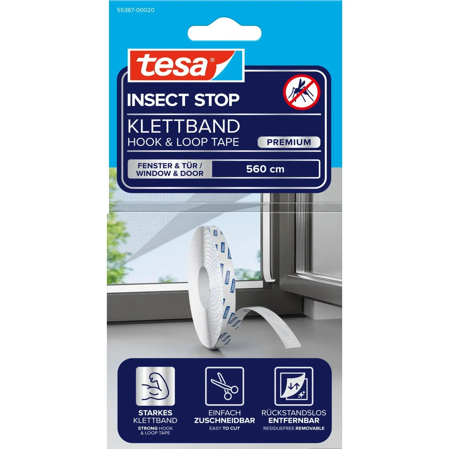tesa Náhradní pás suchého zipu pro sítě INSECT STOP, 9 mm x 5,6 m