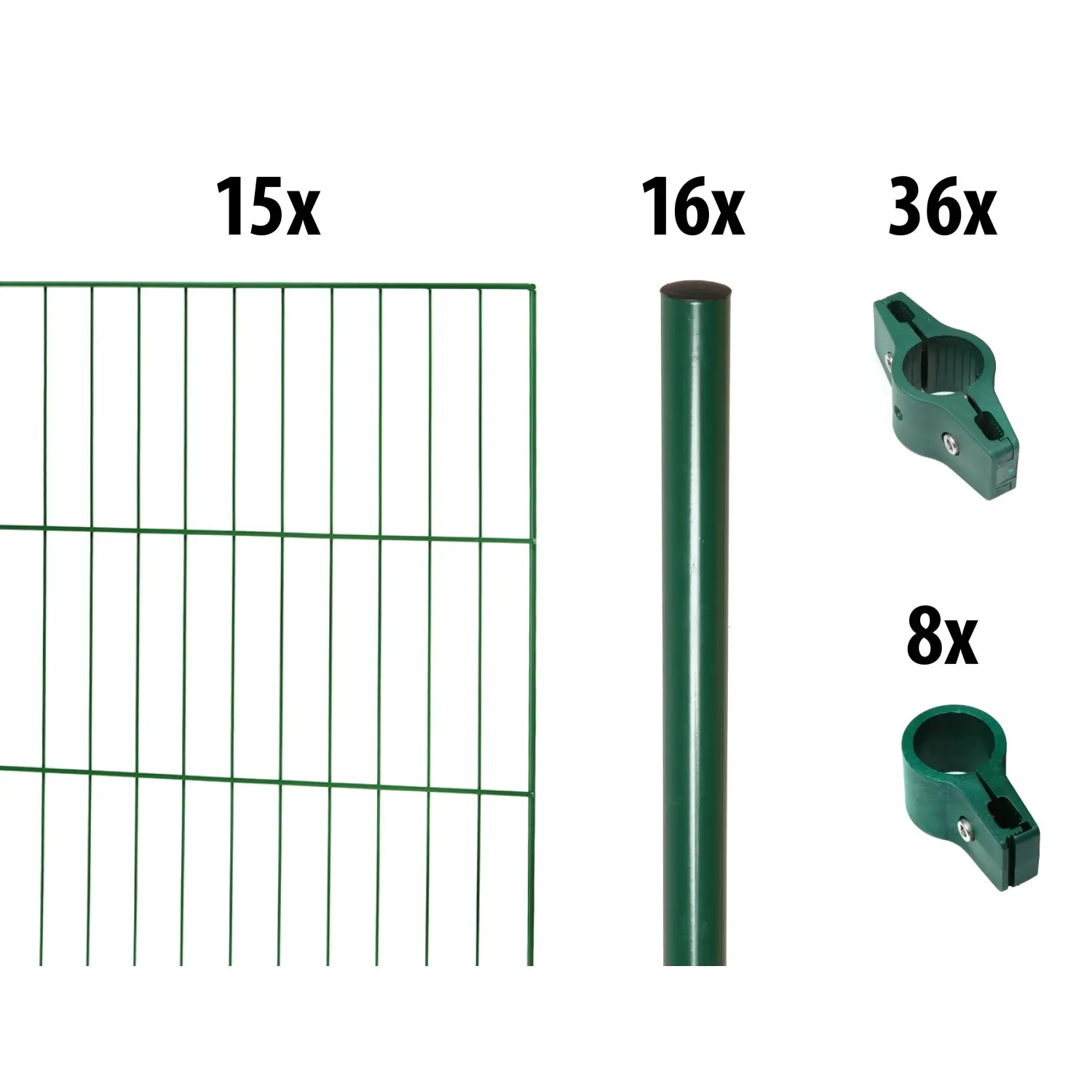Floraworld Kompletní plotový set 1prut. kul.sl. zabet., zelená, 150 cm, 30 m