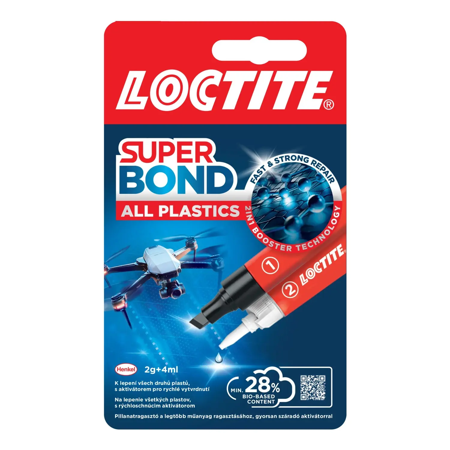Loctite Super Attak Ultra Plastik vteřinové lepidlo obsah 2g aktivátor, 4 ml