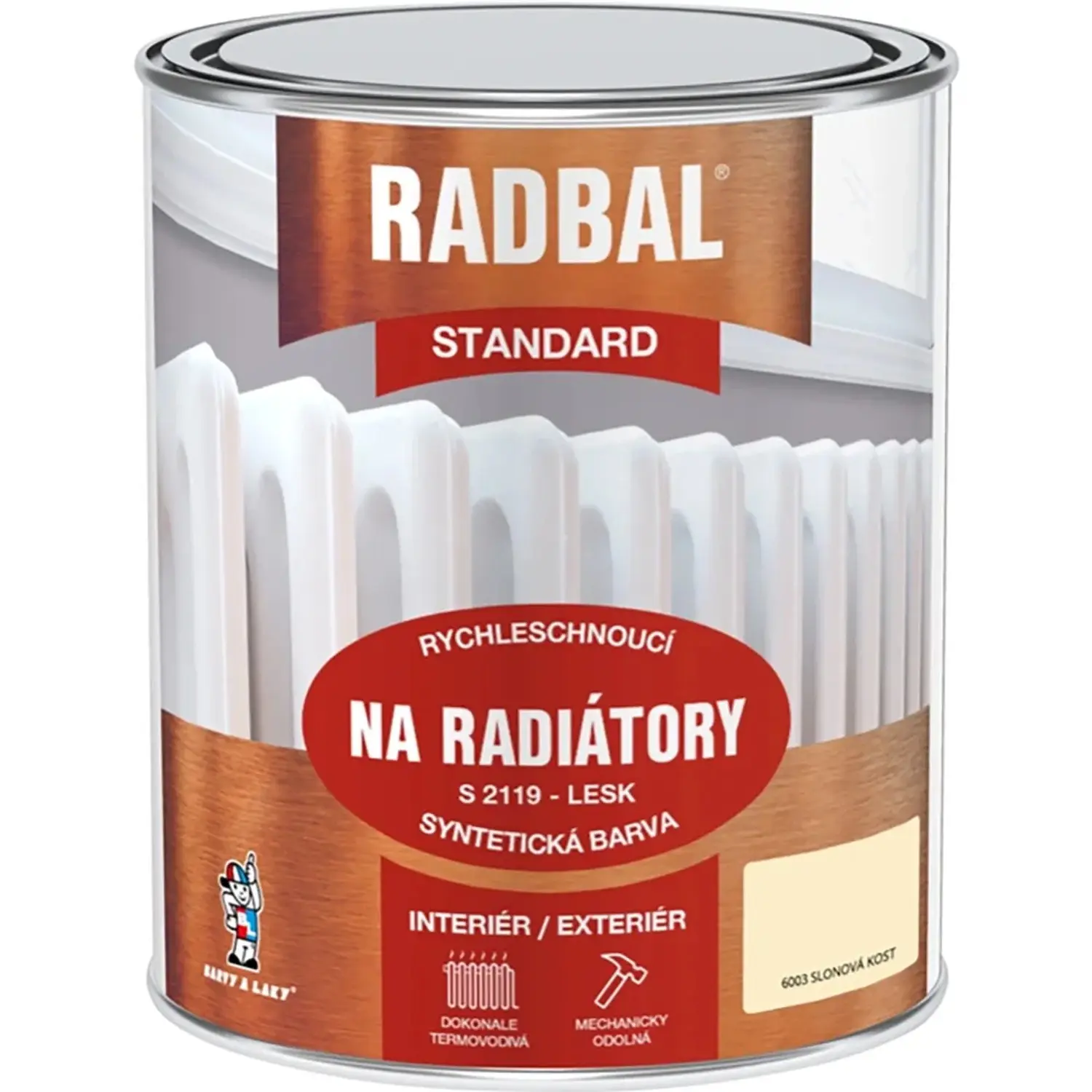 RADBAL Syntetická barva na radiátory STANDARD S 2119 lesklá 6003 slon.kost 600ml