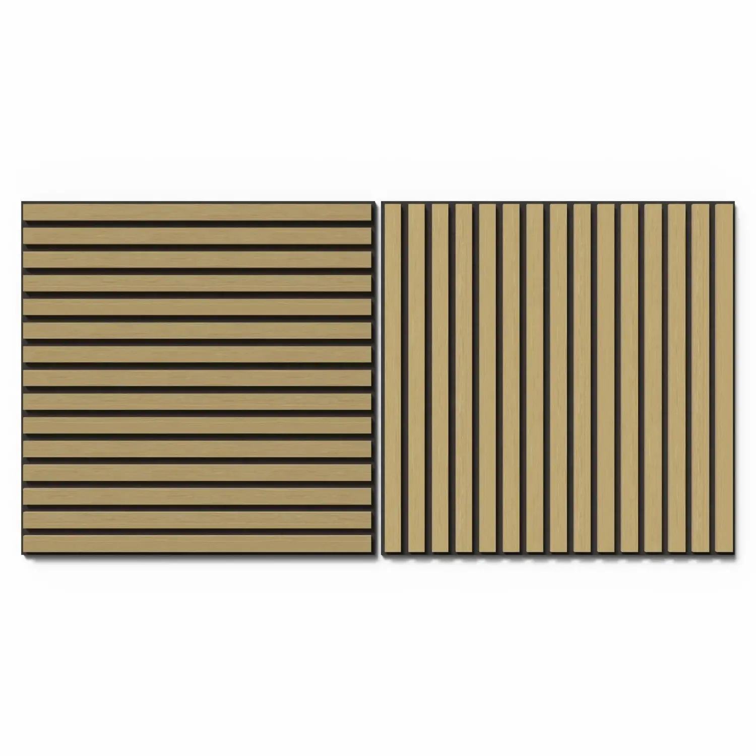 Denpanels Akustický panel WOOD Dub přírodní MDF černá plsť 60 x 60 x 2 cm, 2 ks