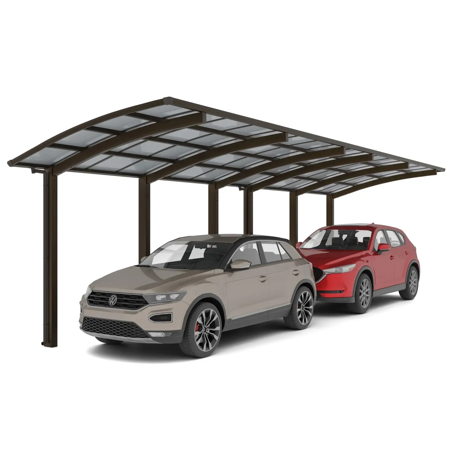 Ximax Alu přístřešek na 2 auta Portoforte Typ 110 Tandem hnědá 270 x 983 cm