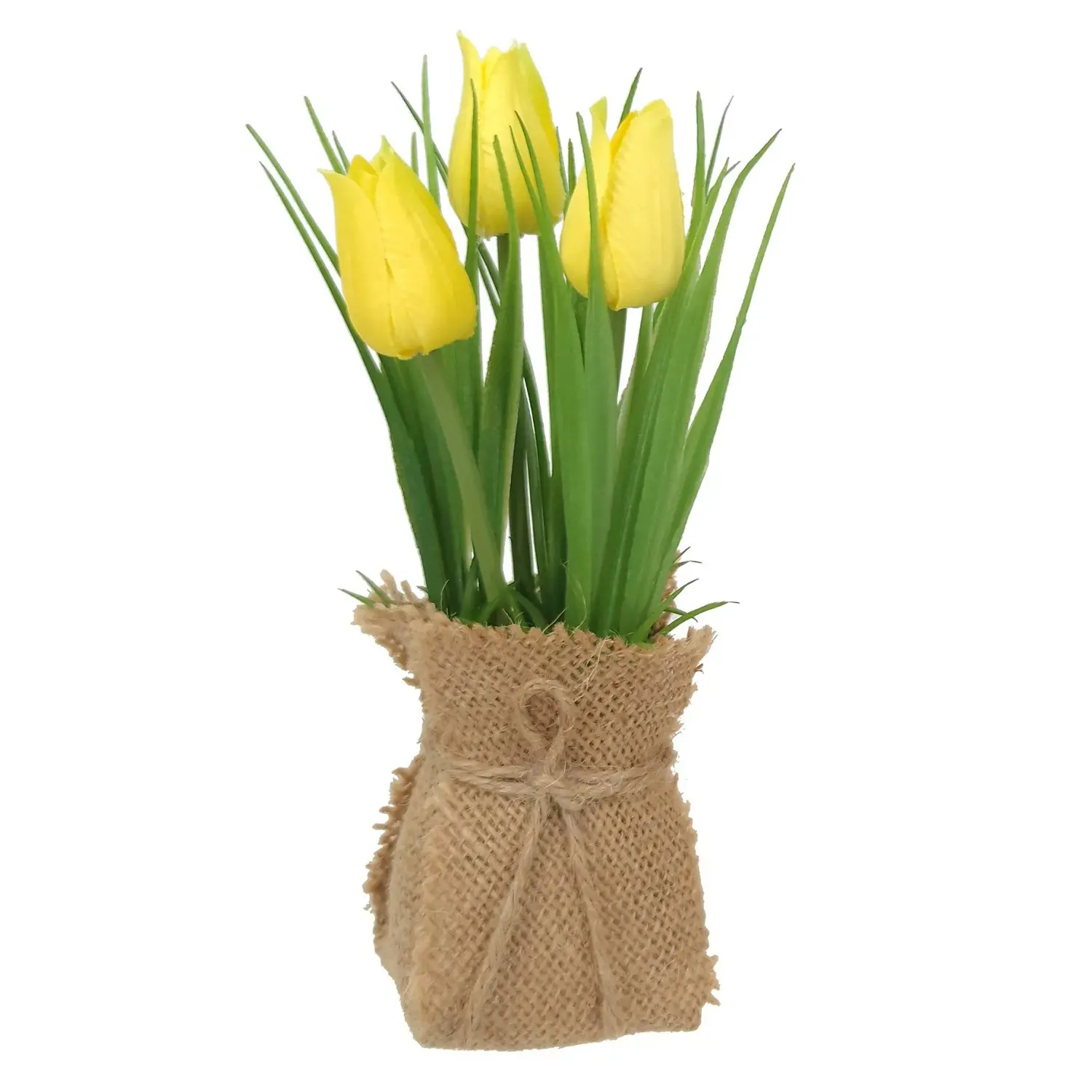 Boltze Umělá rostlina kytice tulipánů v jutovém obalu žlutá 19 x 5 x 5 cm