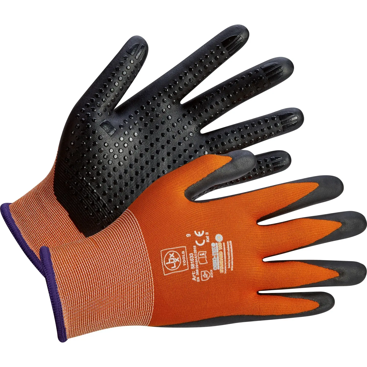LUX-TOOLS Pracovní rukavice černo-oranžové vel. 9
