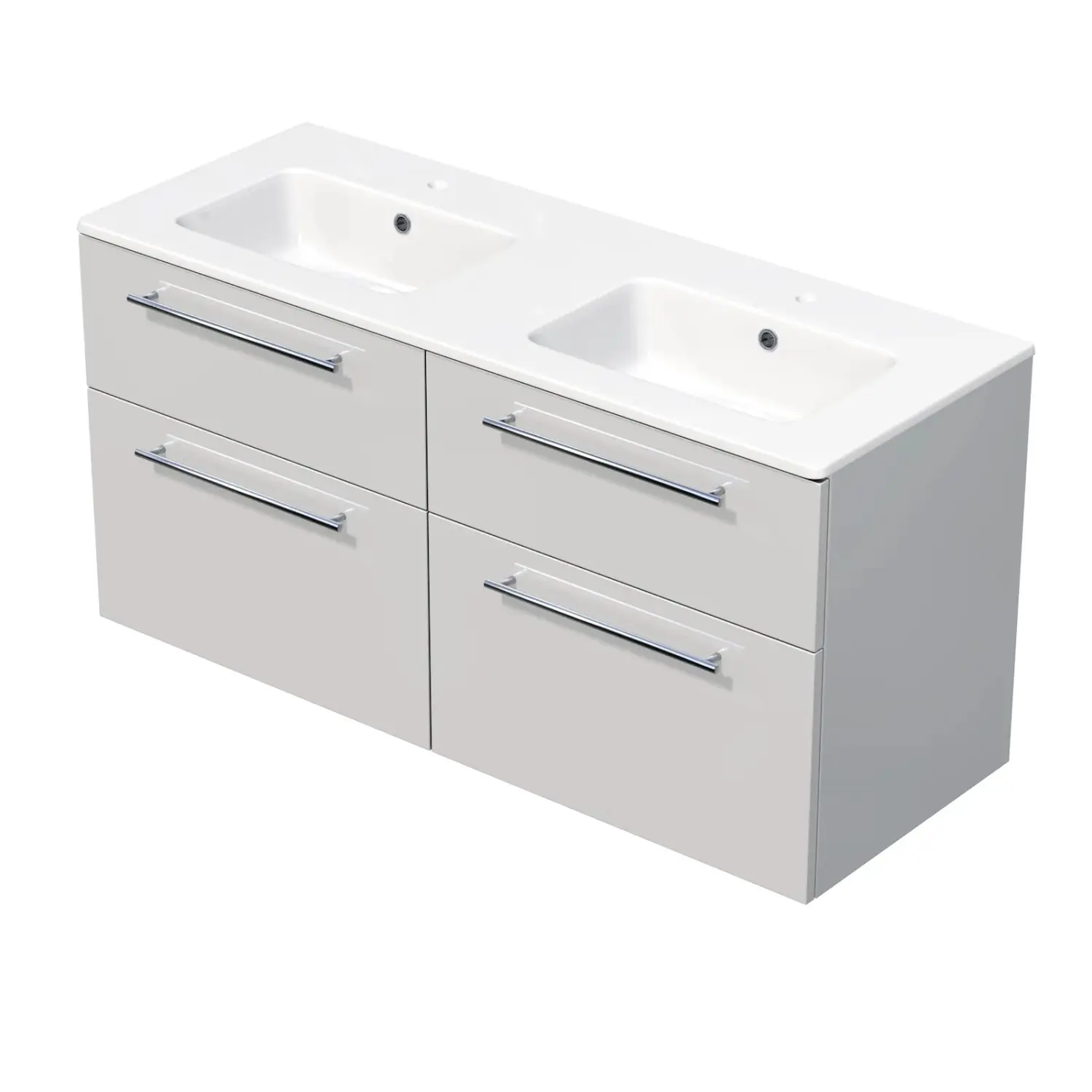 INTEDOOR Koupel.skříň+dvojumyvadlo BEE, úchyt chrom, 4zás., š. 121 cm, bílá lesk