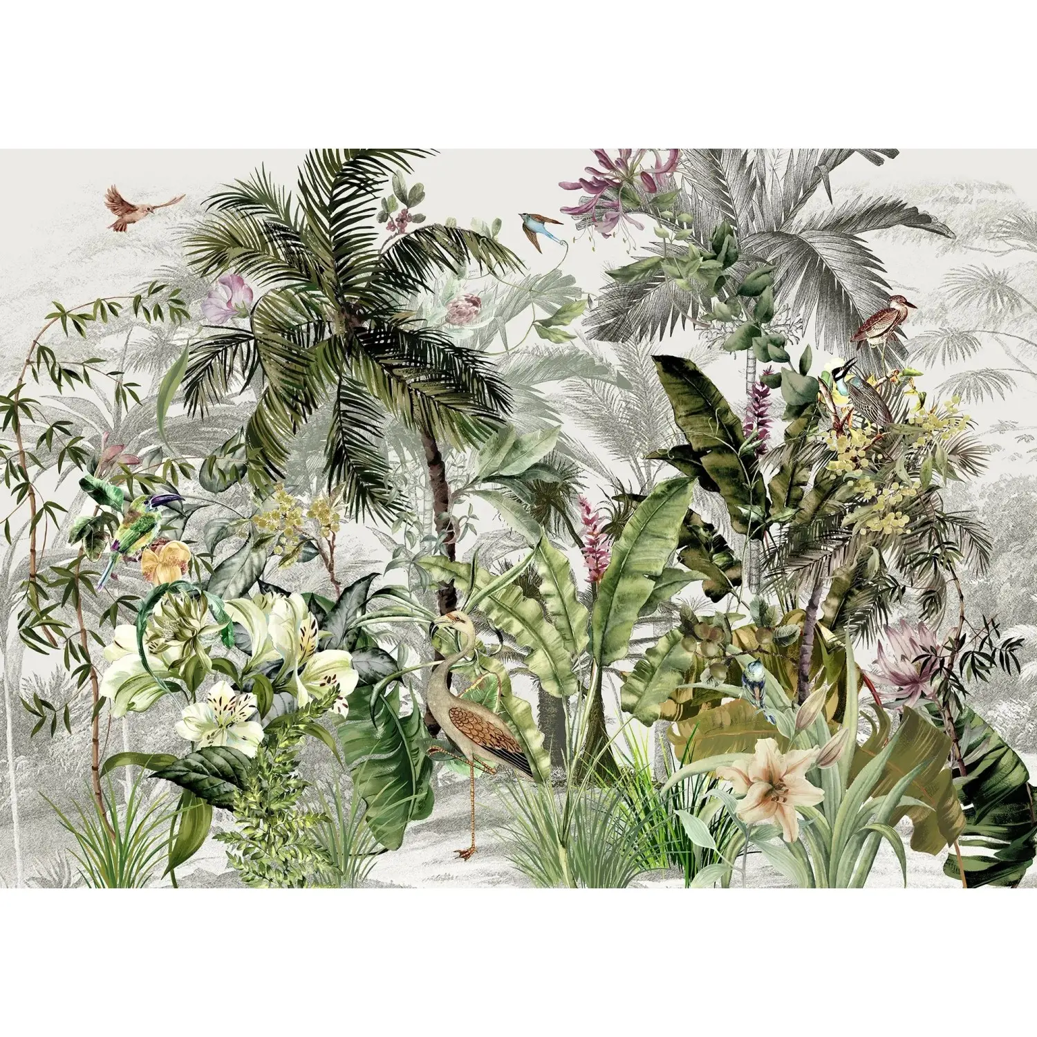 Komar Vliesová fototapeta Birds in the Jungle 250 x 350 cm