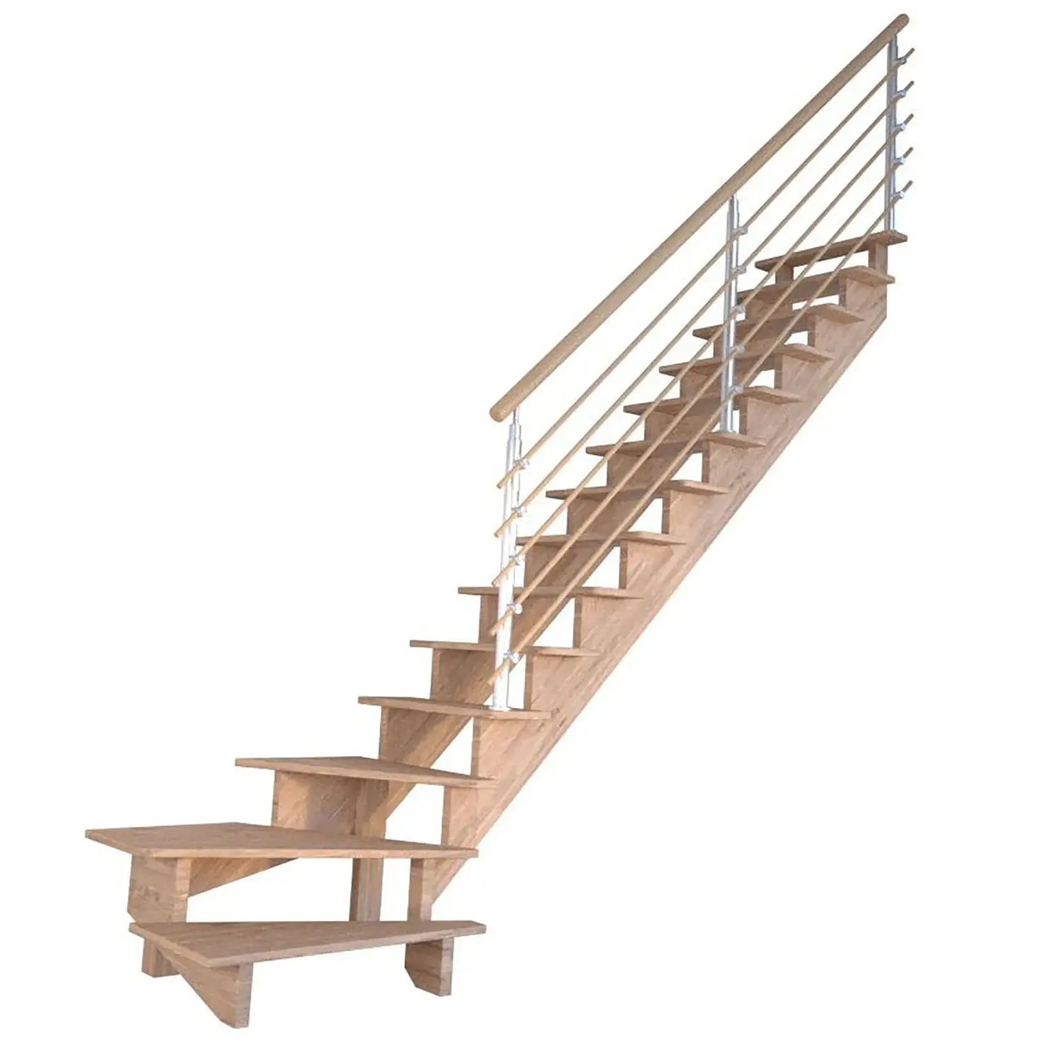 StarWood Schody Lindos Pro dubové pravé 100cm otevřené design. dřev. zábradlí