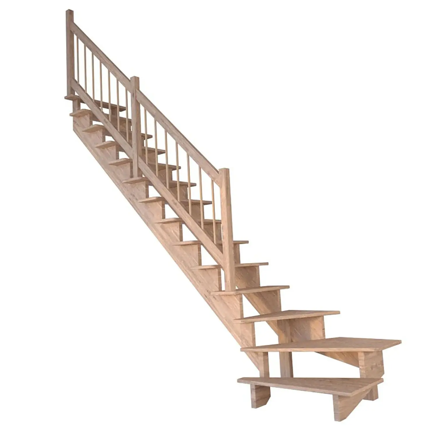 StarWood Schody Lindos dubové levé 80cm otevřené dřev. design. zábradlí