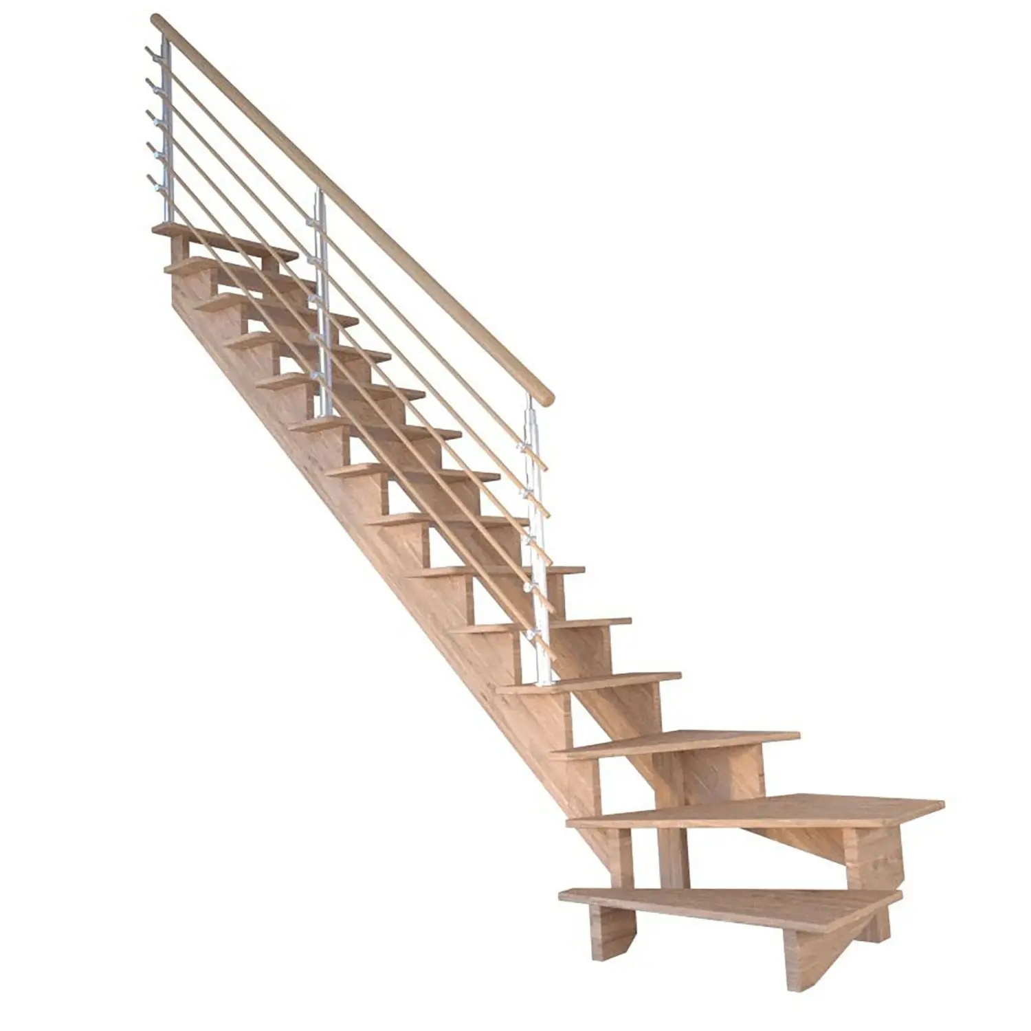 StarWood Schody Lindos Pro dubové levé 100cm otevřené design. dřev. zábradlí