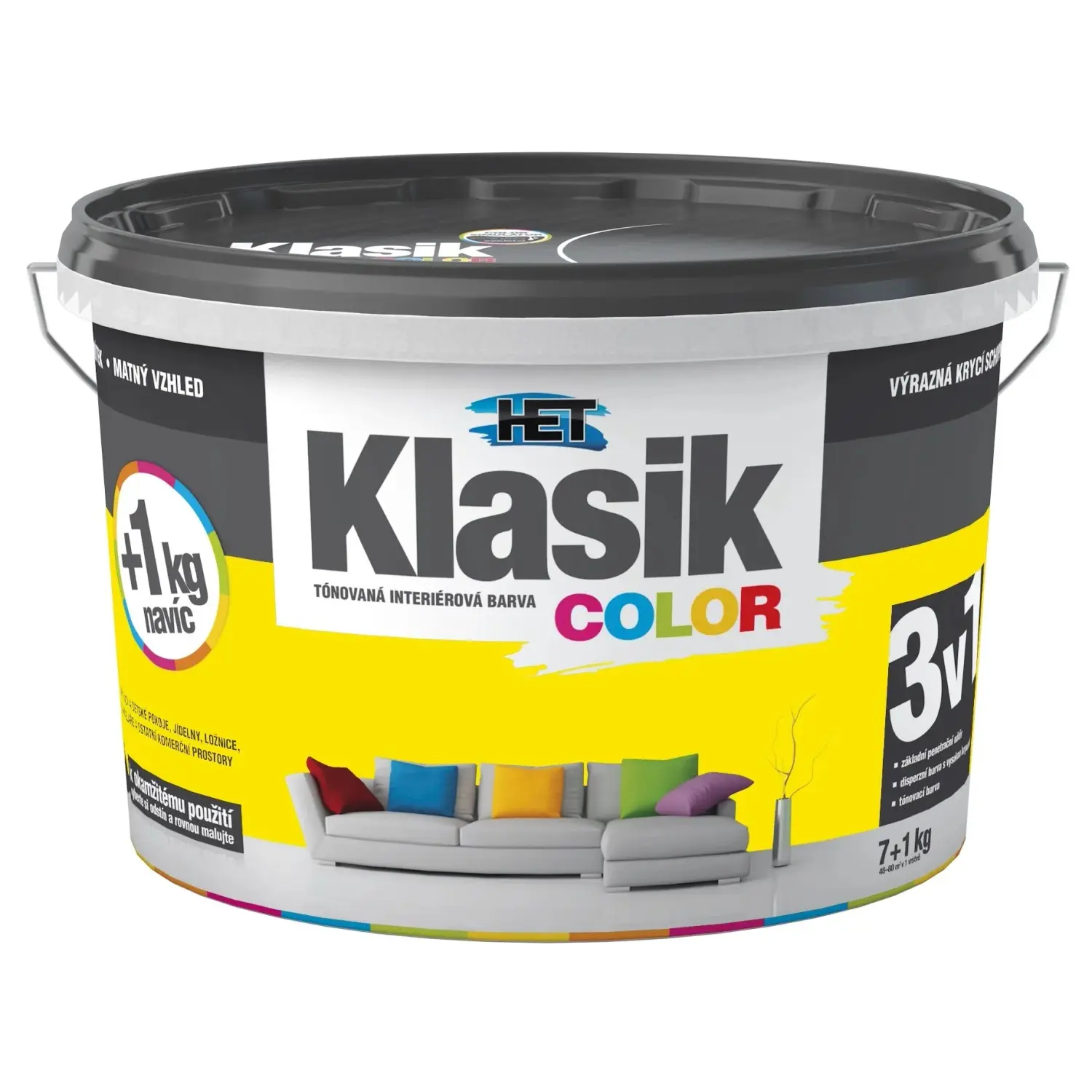 HET Klasik COLOR Tónovaná interiérová barva KC 618 žlutá citrónová, 7 + 1 kg