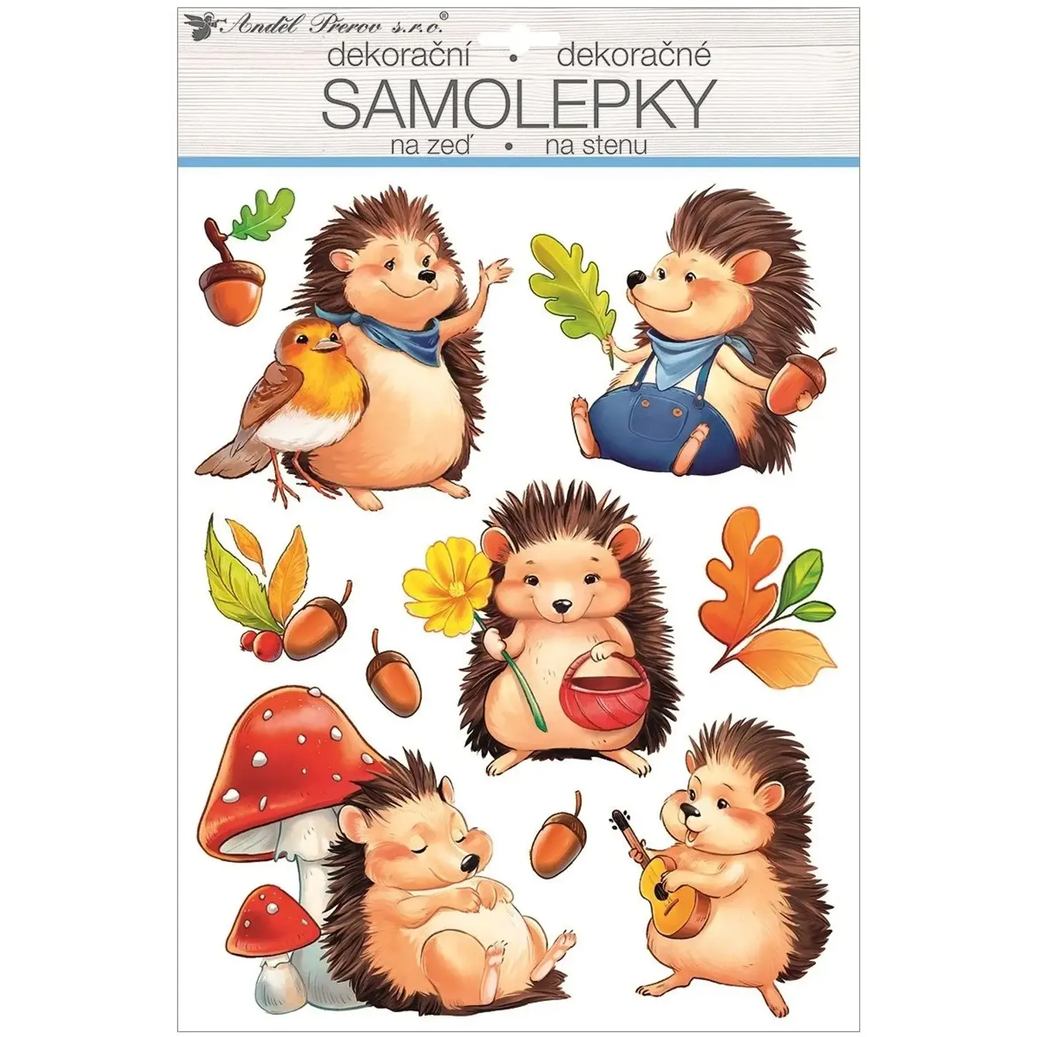 Anděl Přerov Samolepky na zeď s 3D efektem plastické "Ježci" 41 x 28 cm, 1 arch
