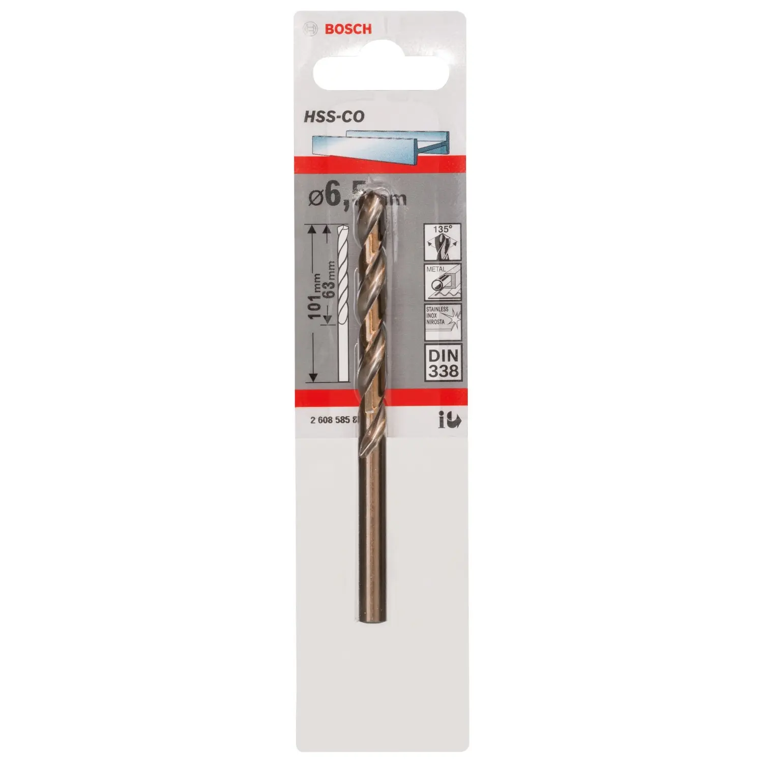 Bosch Vrták do kovu HSS-Co, DIN338 pr. 6,5 x 63/101 mm (2 608 585 856)