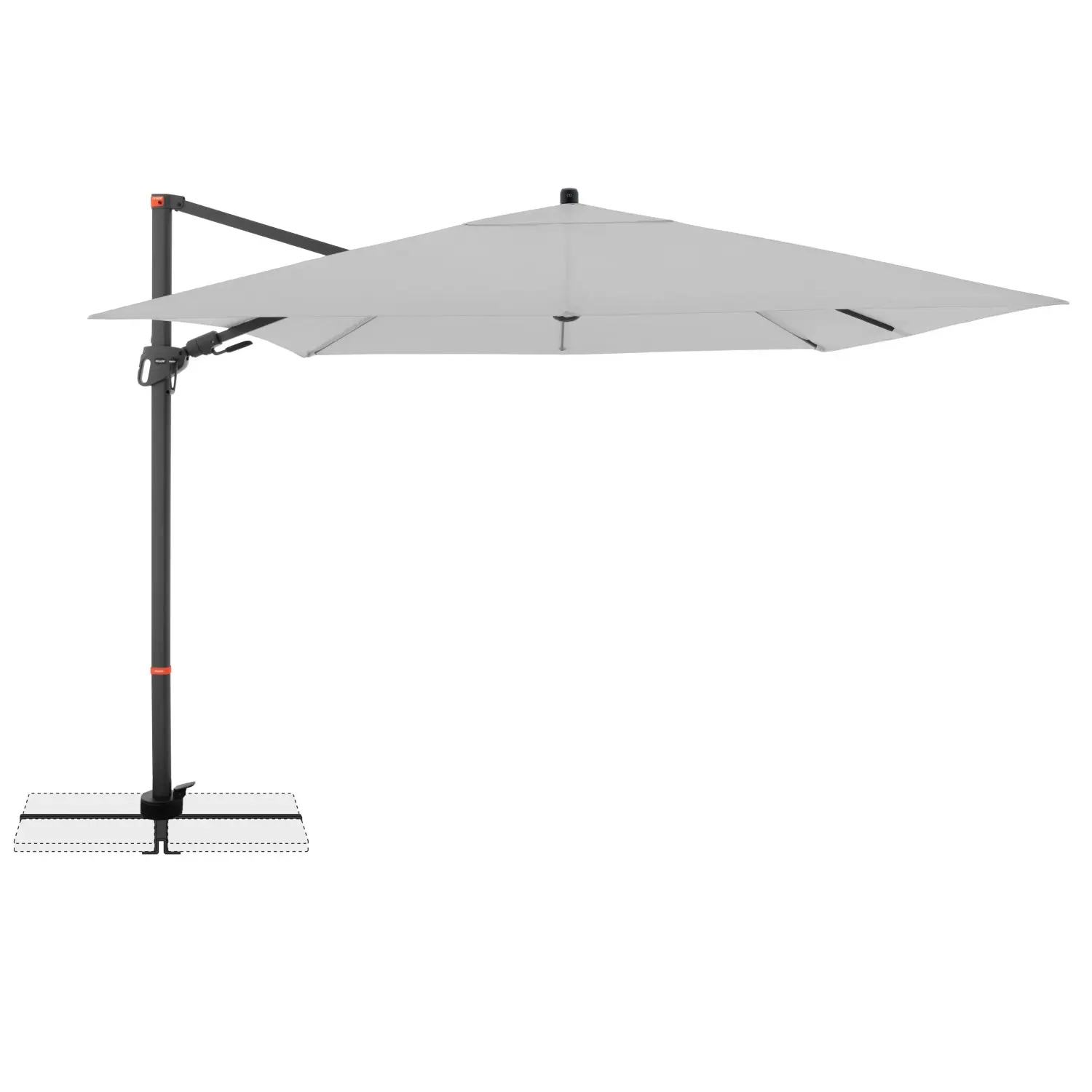 Doppler Výkyvný závěsný slunečník MyZone světle šedý 280 x 280 cm