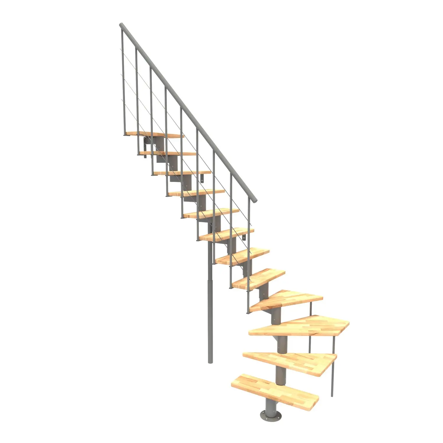 Minka STAIRS Lomené modulové schodiště Comfort Top Turn buk/šedá, 312 cm