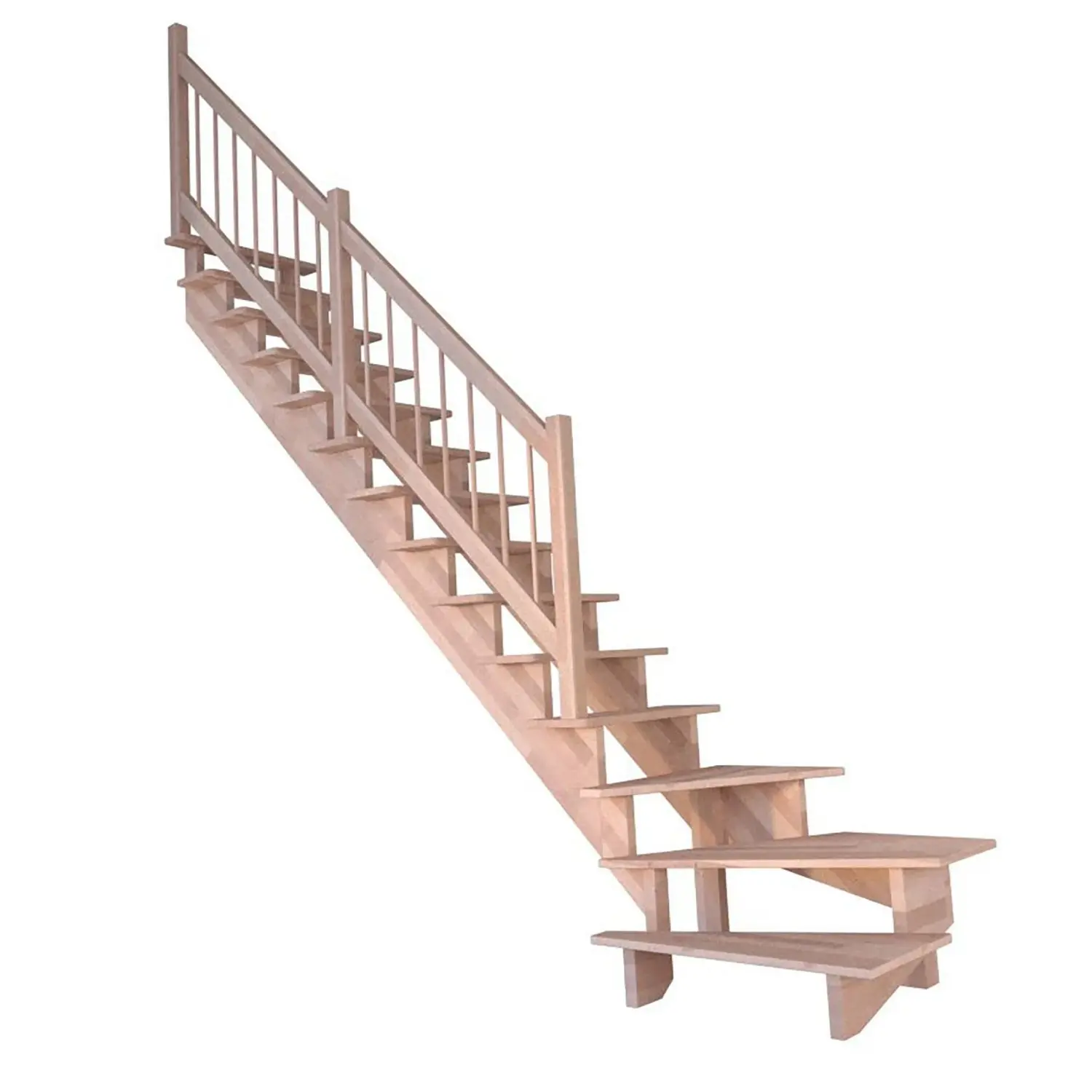 StarWood Schody Lindos bukové levé 100cm otevřené dřev. design. zábradlí