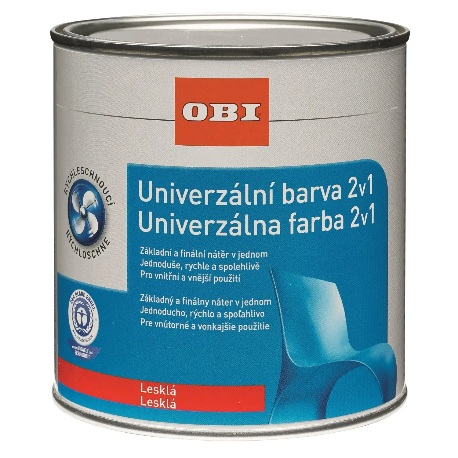OBI Univerzální barva 2v1 lesklá světle šedá 500 ml