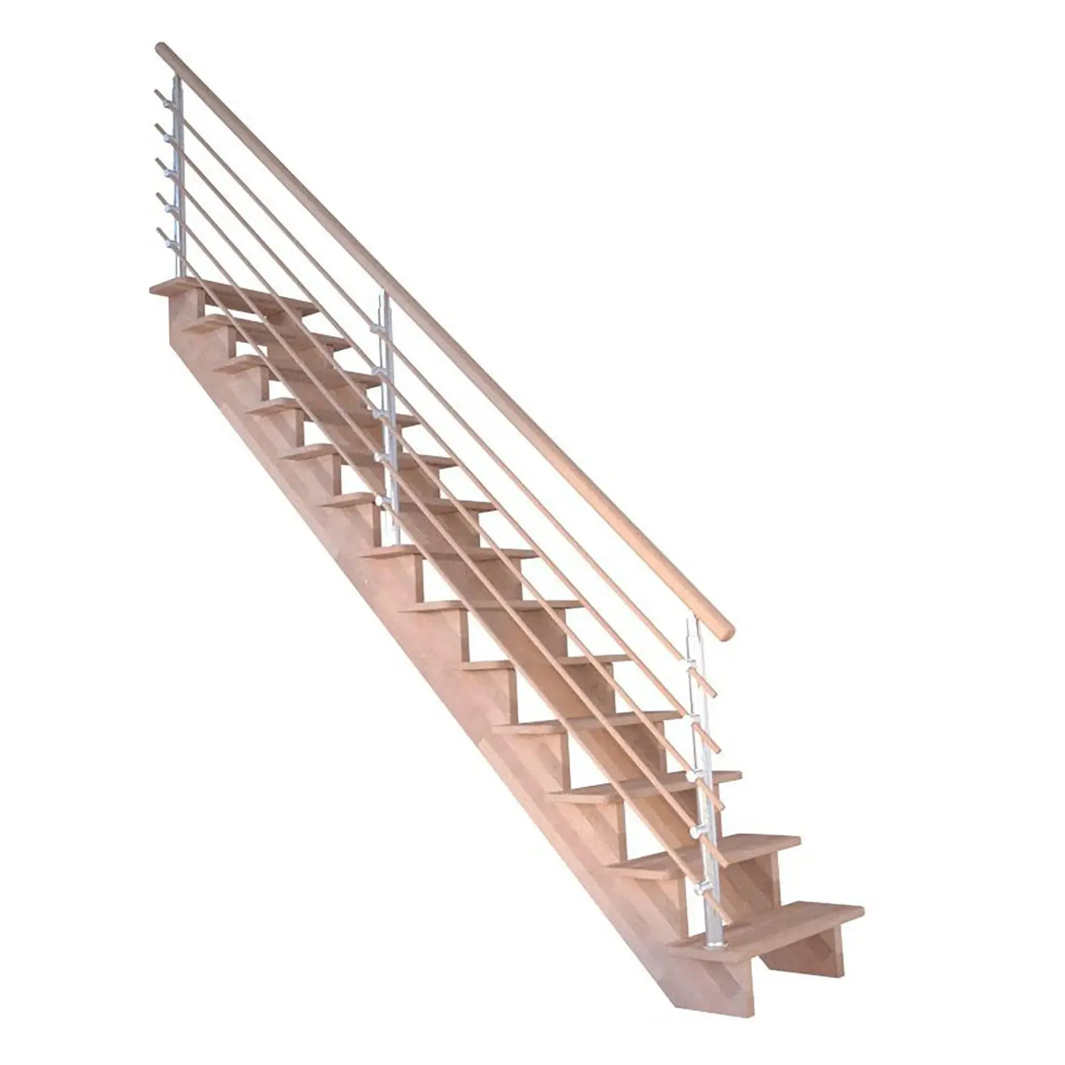 StarWood Schody Lindos bukové rovné 100cm otevřené design. dřev. zábradlí
