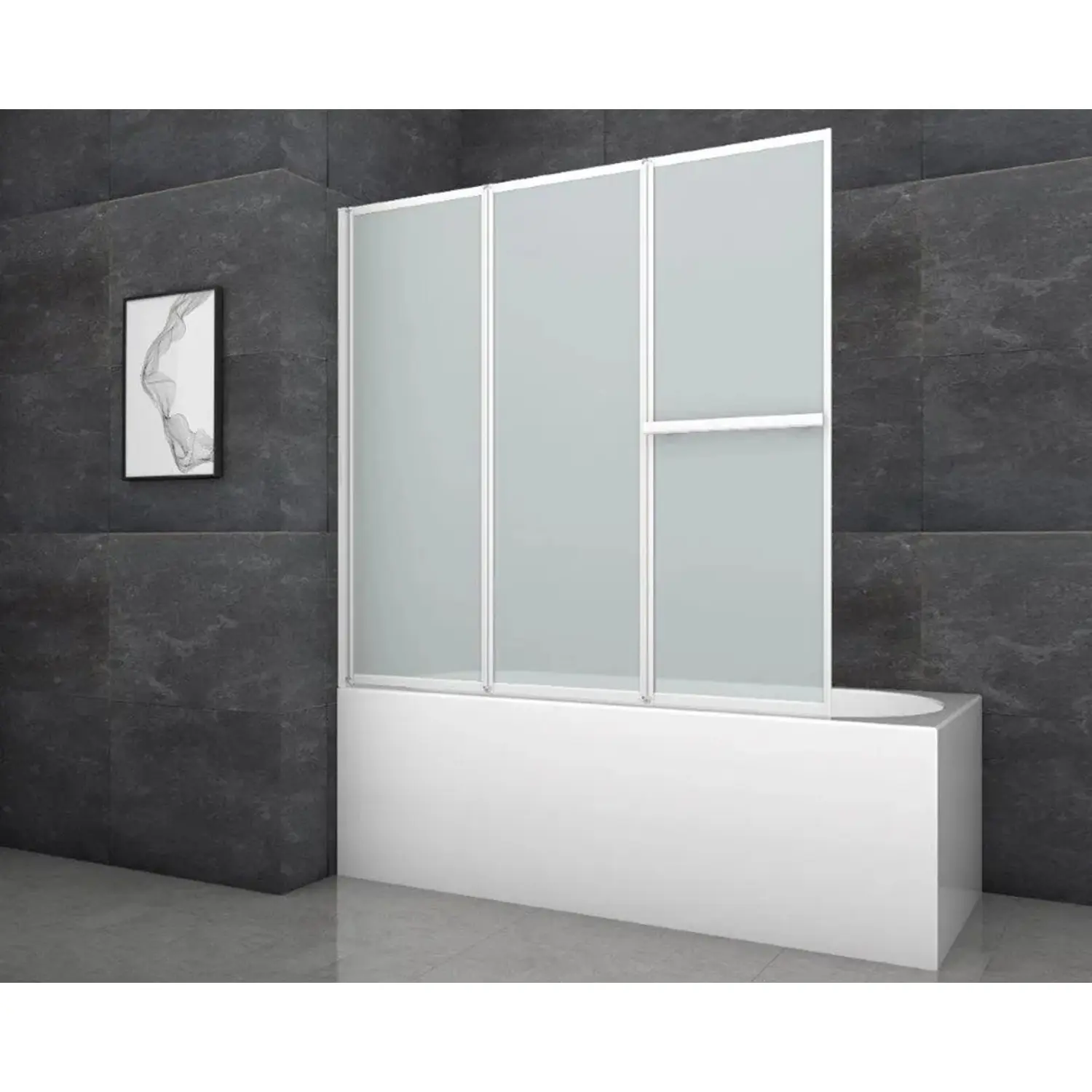 Aurlane Skládací zástěna na vanu White Comfort 145,4 cm x 140 cm bílá 3křídlá