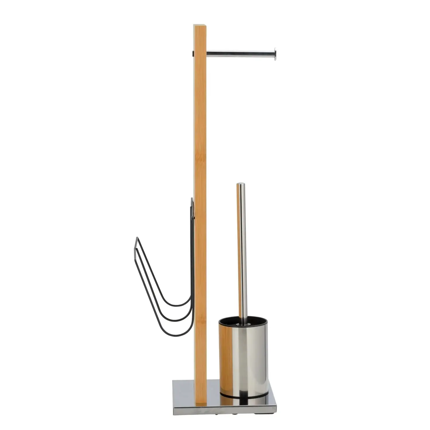 Wenko WC štětka a držák WC papíru Portofino, bambus, 24,5 x 22,5 x 68 cm