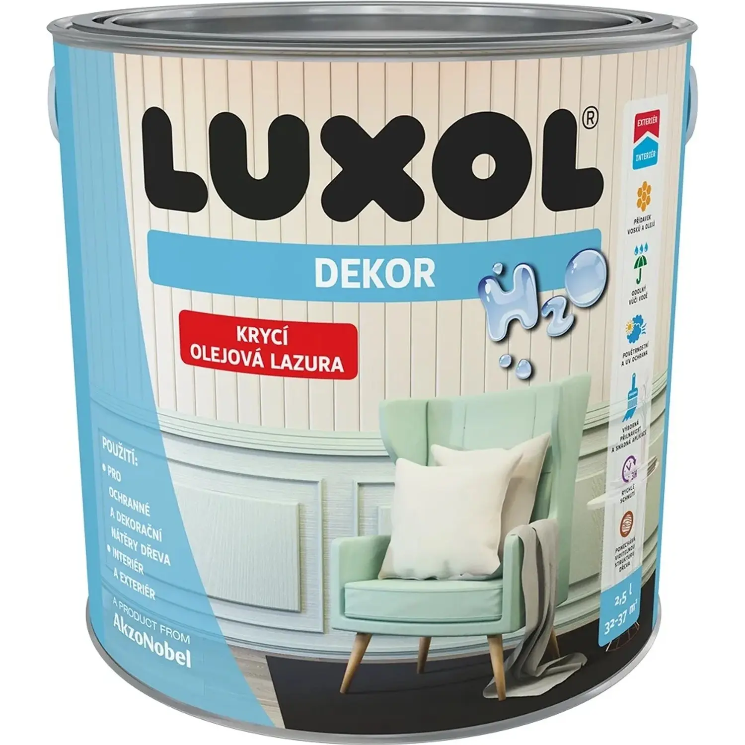 LUXOL Krycí olejová lazura DEKOR skandinávská bílá 2,5 l
