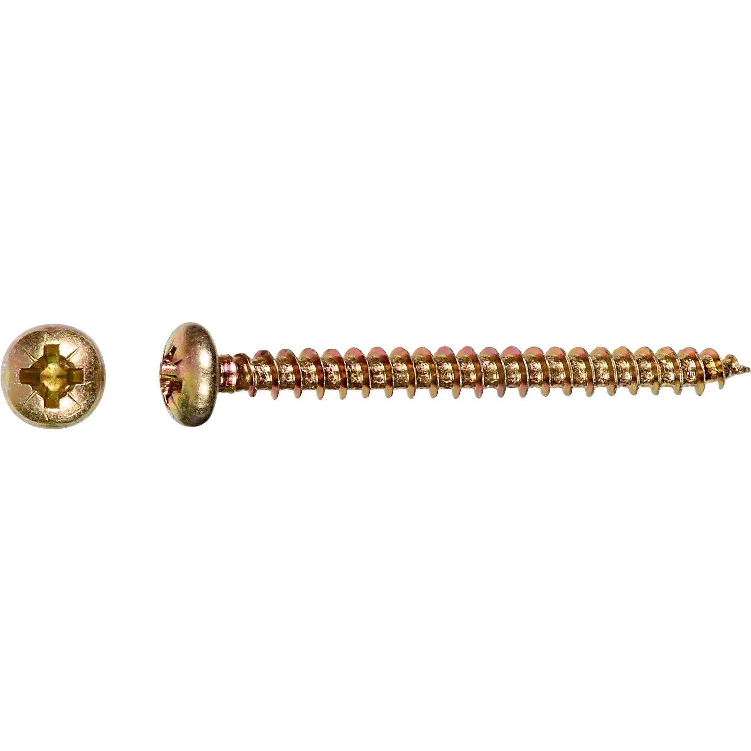 Uni vrut s půlkulatou hlavou PZ2 plný závit žlutě pozinkovaný 5 x 50 mm, 10 ks