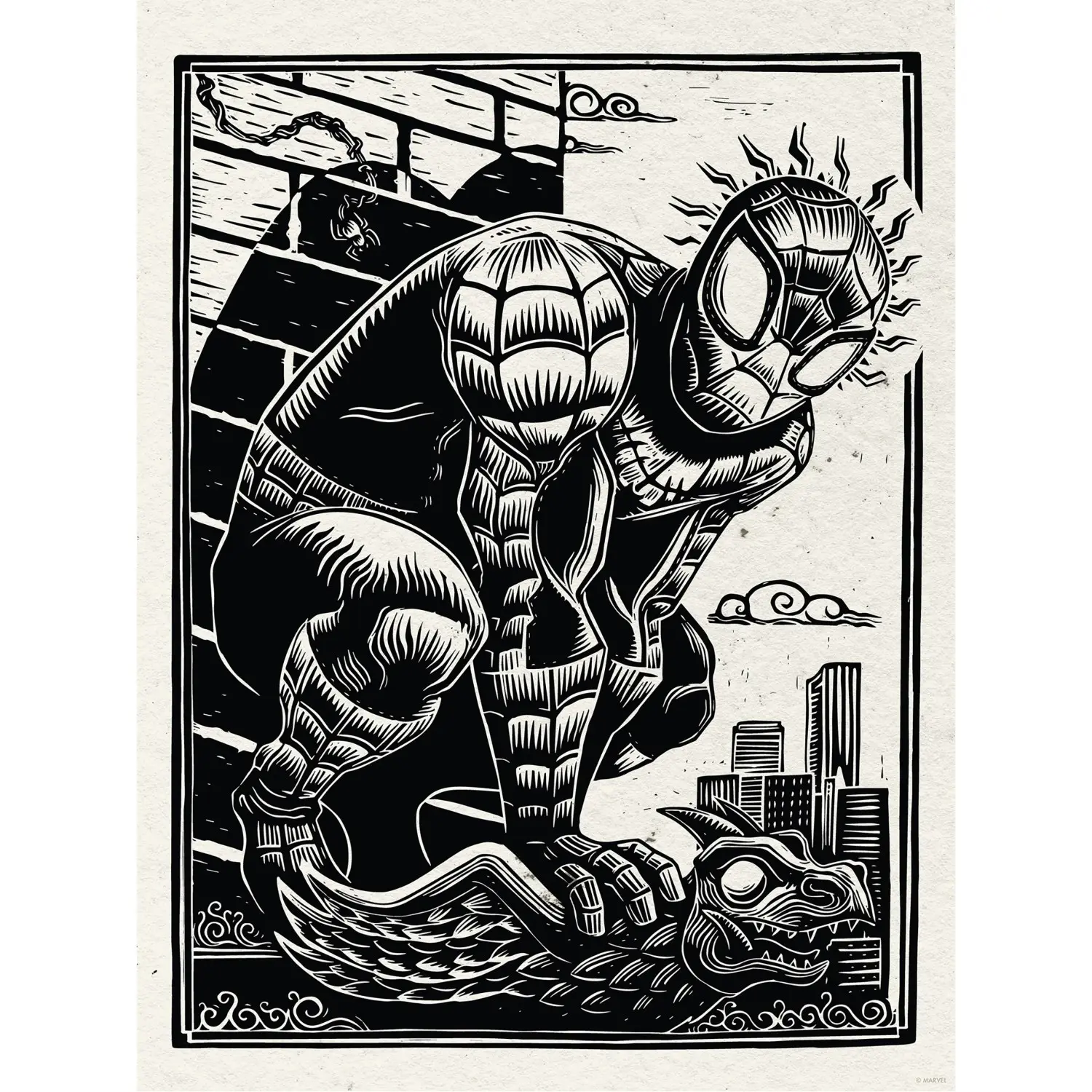 Komar Plakát Marvel Spider-Man Lino-Cut 30 x 40 cm