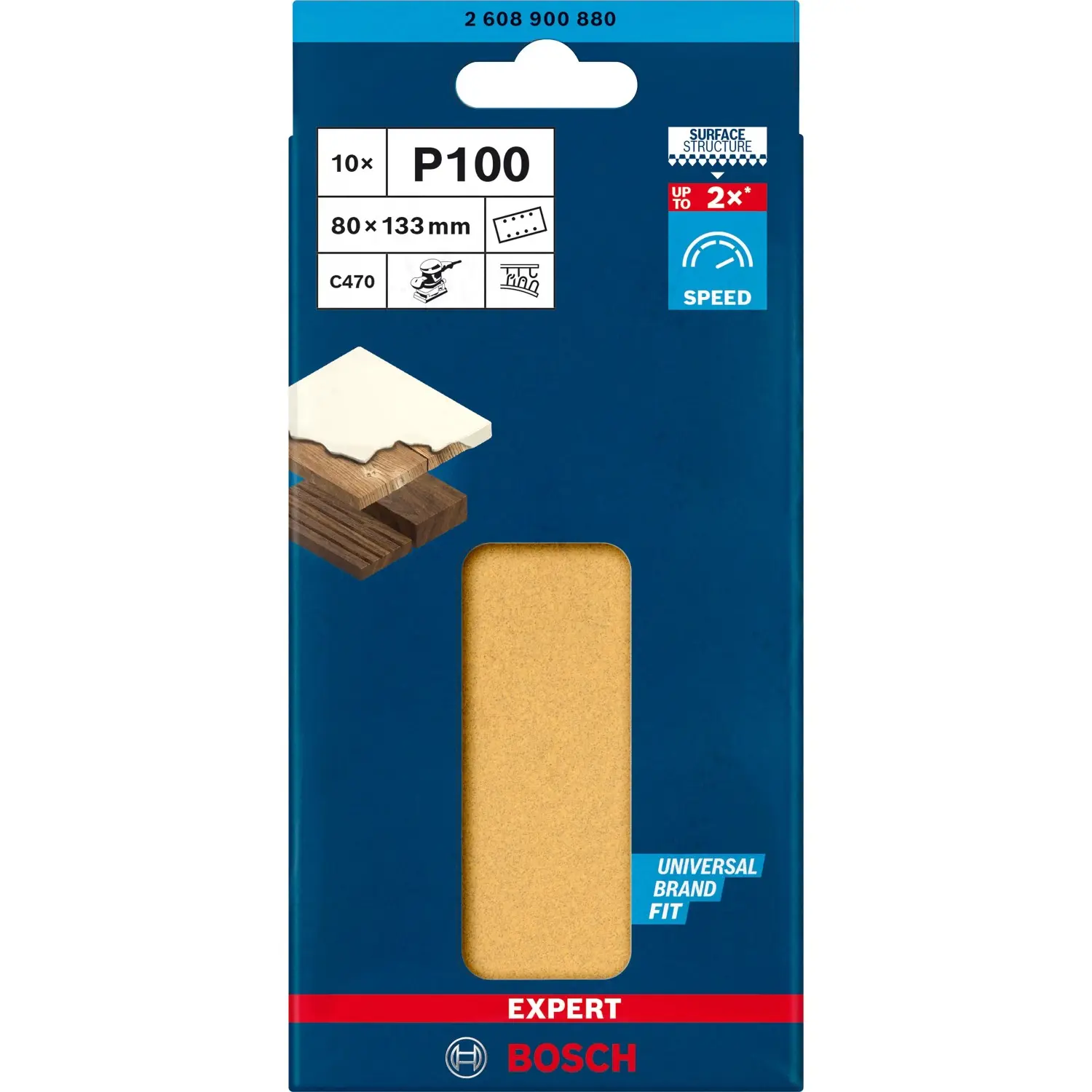 Bosch Brusný papír Expert C470 P100, 8 otvorů, 80 x 133 mm, 10 ks(2 608 900 880)