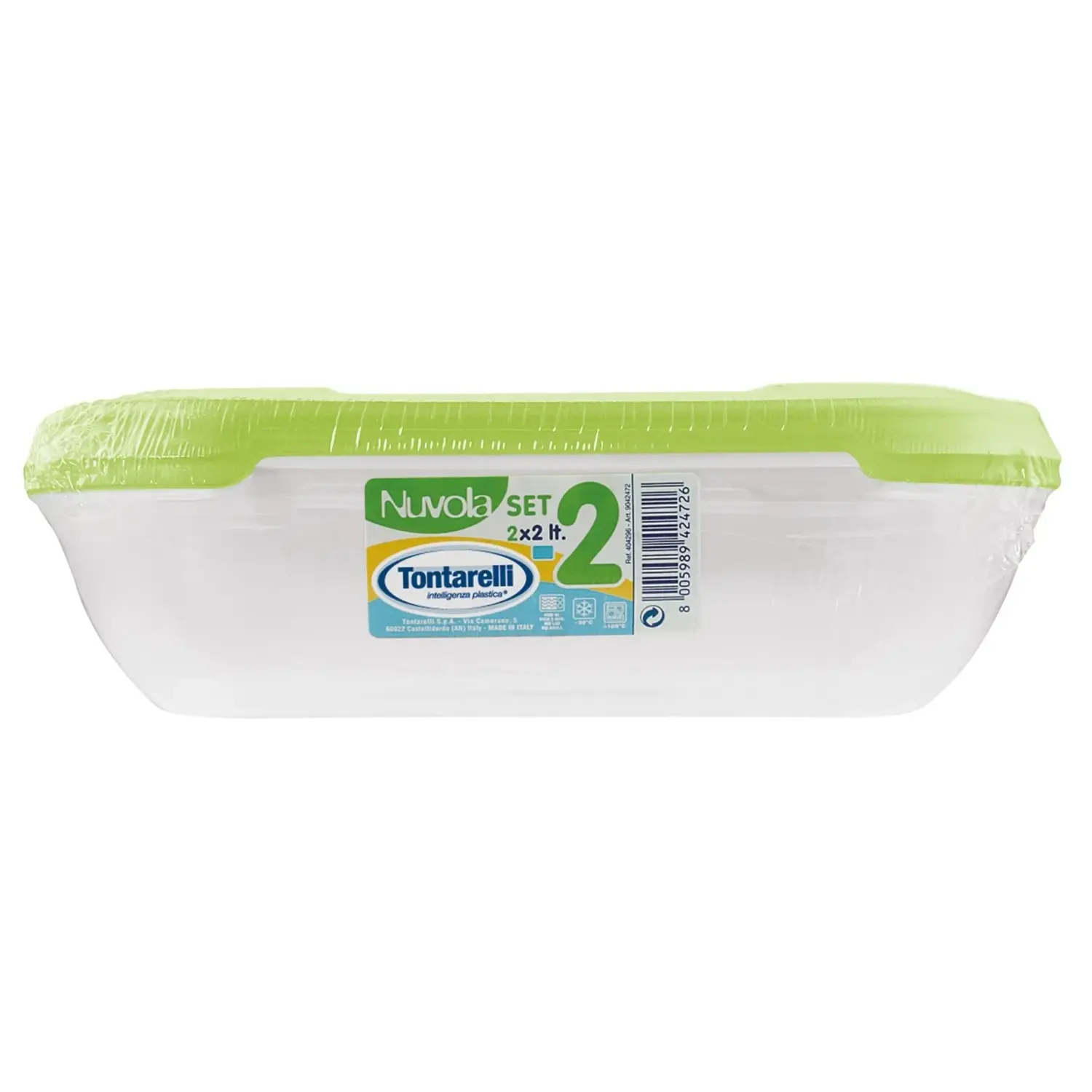 Tontarelli Dóza na potraviny NUVOLA Rectangular Set limetková zelená 2x2 l