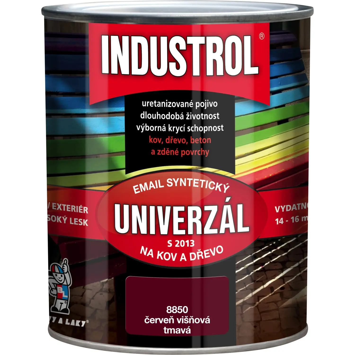 INDUSTROL Email na kov a dřevo S2013 UNIVERZÁL 8850 červeň višňová tmavá 750 ml