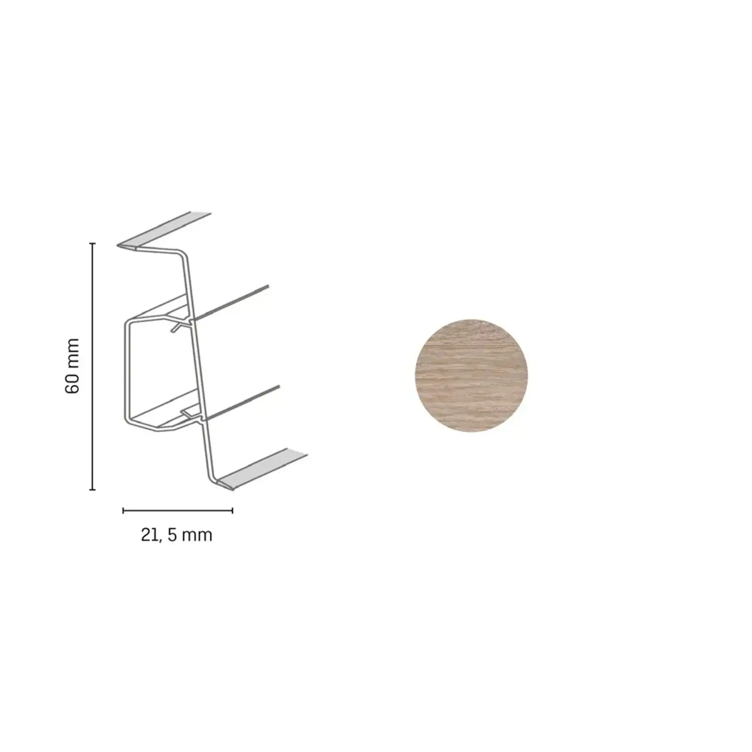 Döllken Profiles Lišta Q SLK 60 3040 dub wasabi 60 x 21,5 x 2500 mm