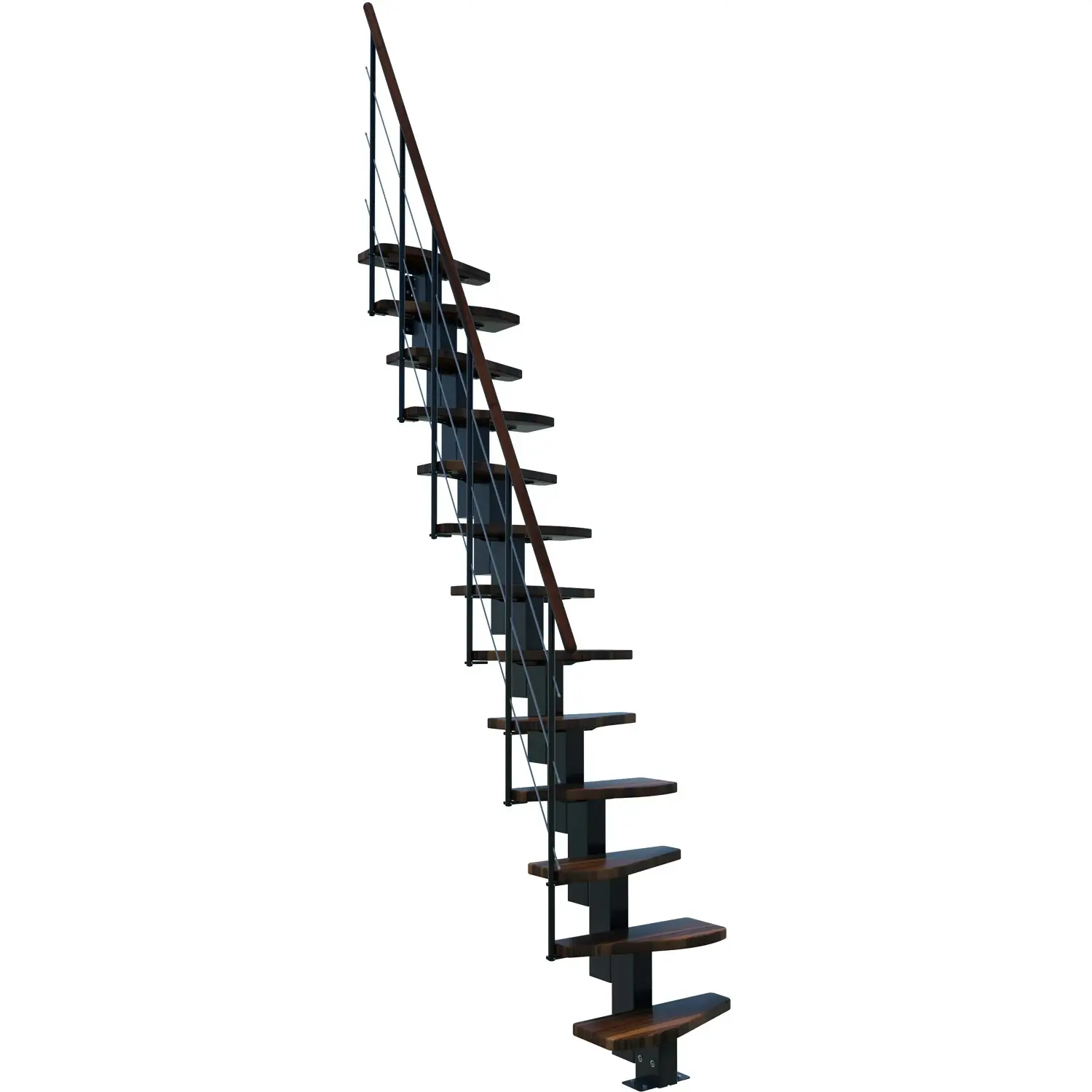 Minka STAIRS Přímé modulové schodiště Quatro ořech/černá, 298 cm