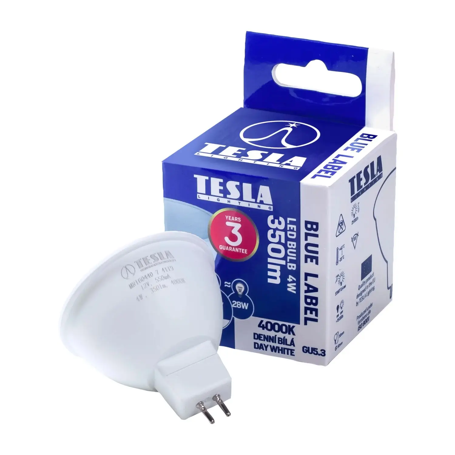TESLA Lighting LED žárovka GU5,3 MR16, 4 W, 350 lm, 4000 K