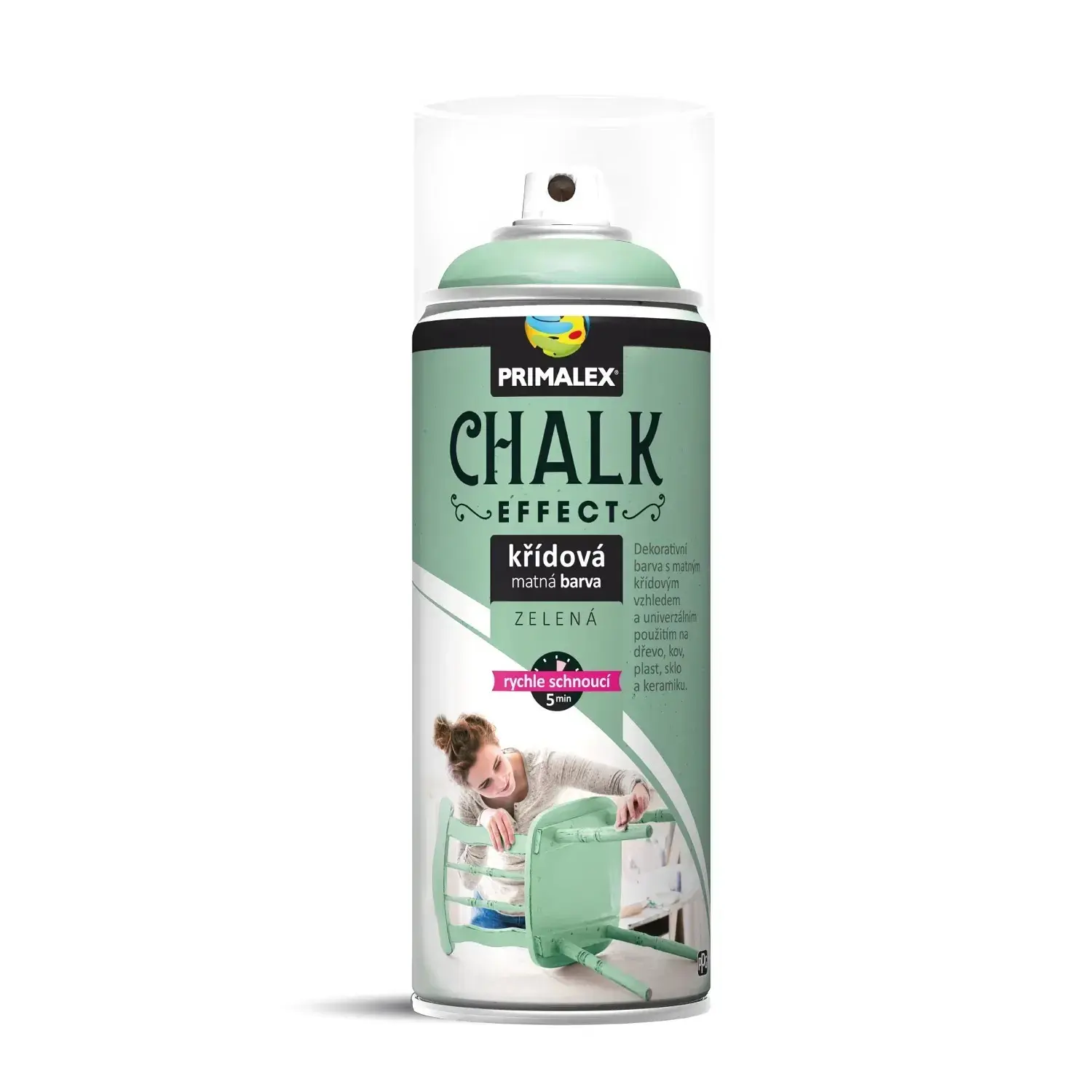 PRIMALEX Křídová matná barva ve spreji Chalk Effect zelená 400 ml