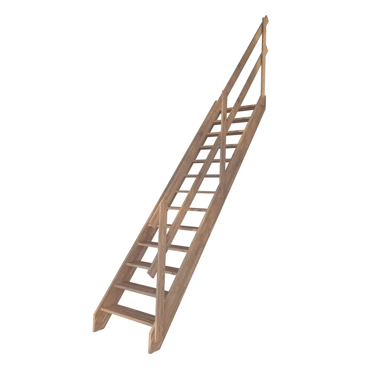 StarWood Schody Rhodos dubové rovné otevřené dřevěné zábradlí