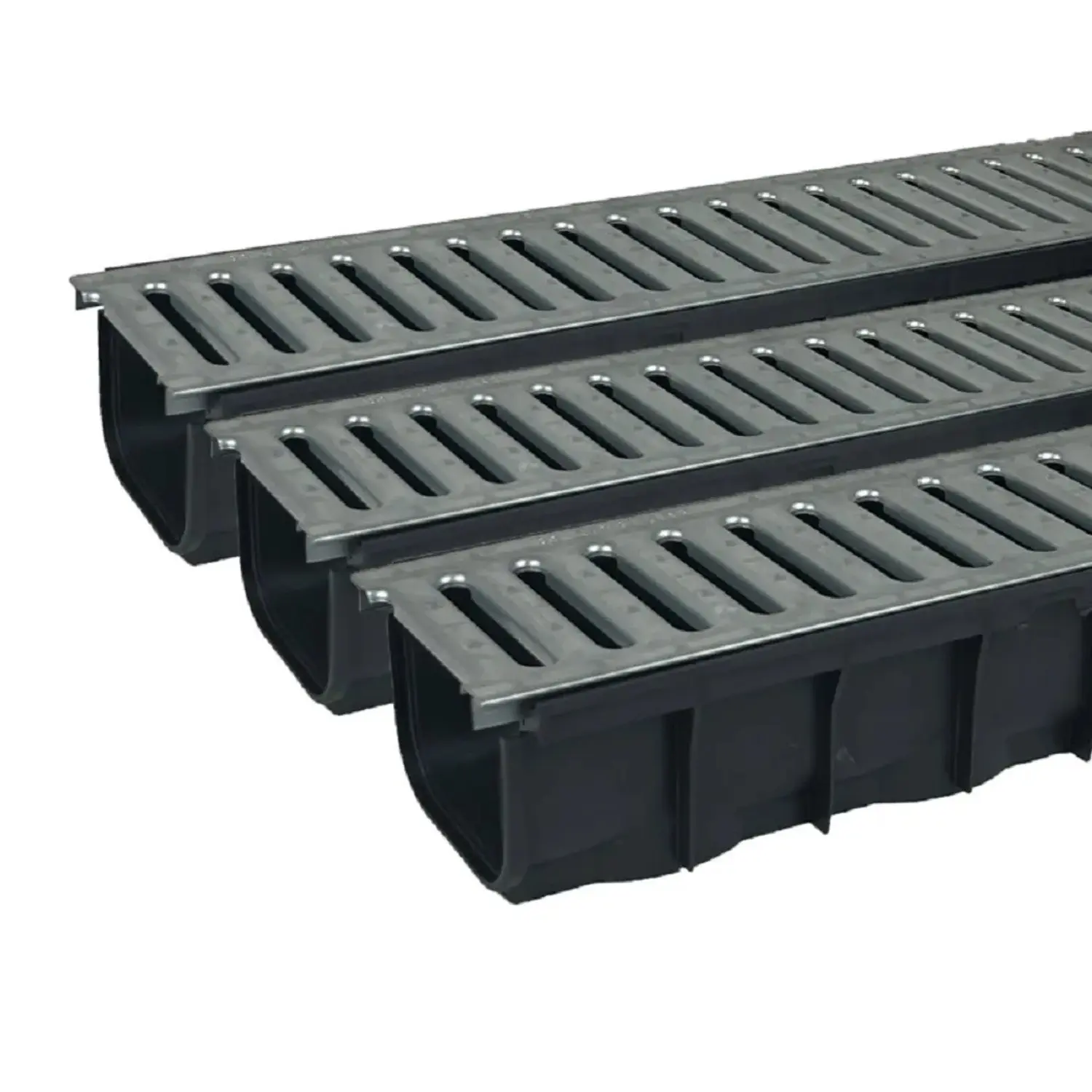 COVERNIT Plastový odtokový žlab A15 s pozinkovanou mříží 1000 x 120 x 85 mm, 3ks