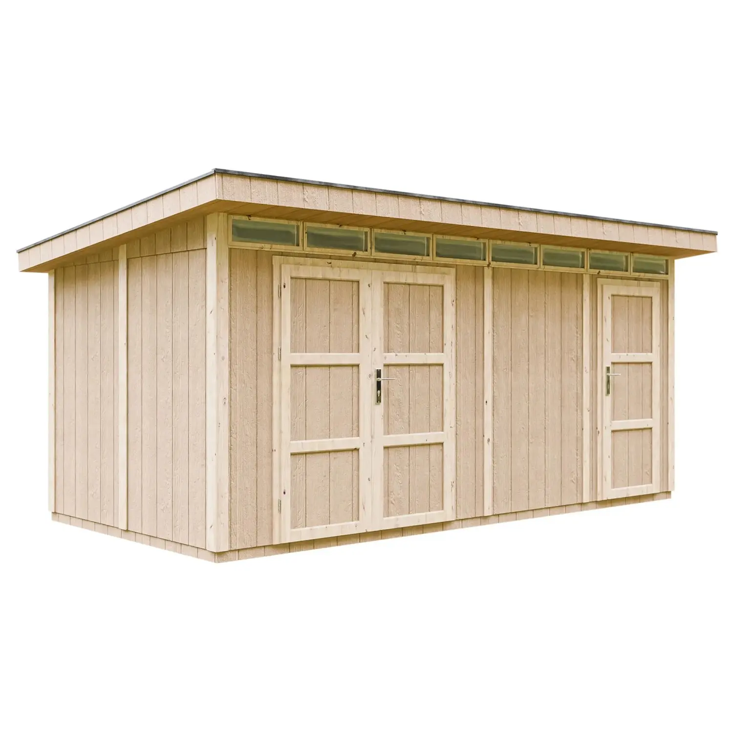 Timbela Dřevěný zahradní domek M905C plochá střecha, s podlahou, 530 x 279 cm
