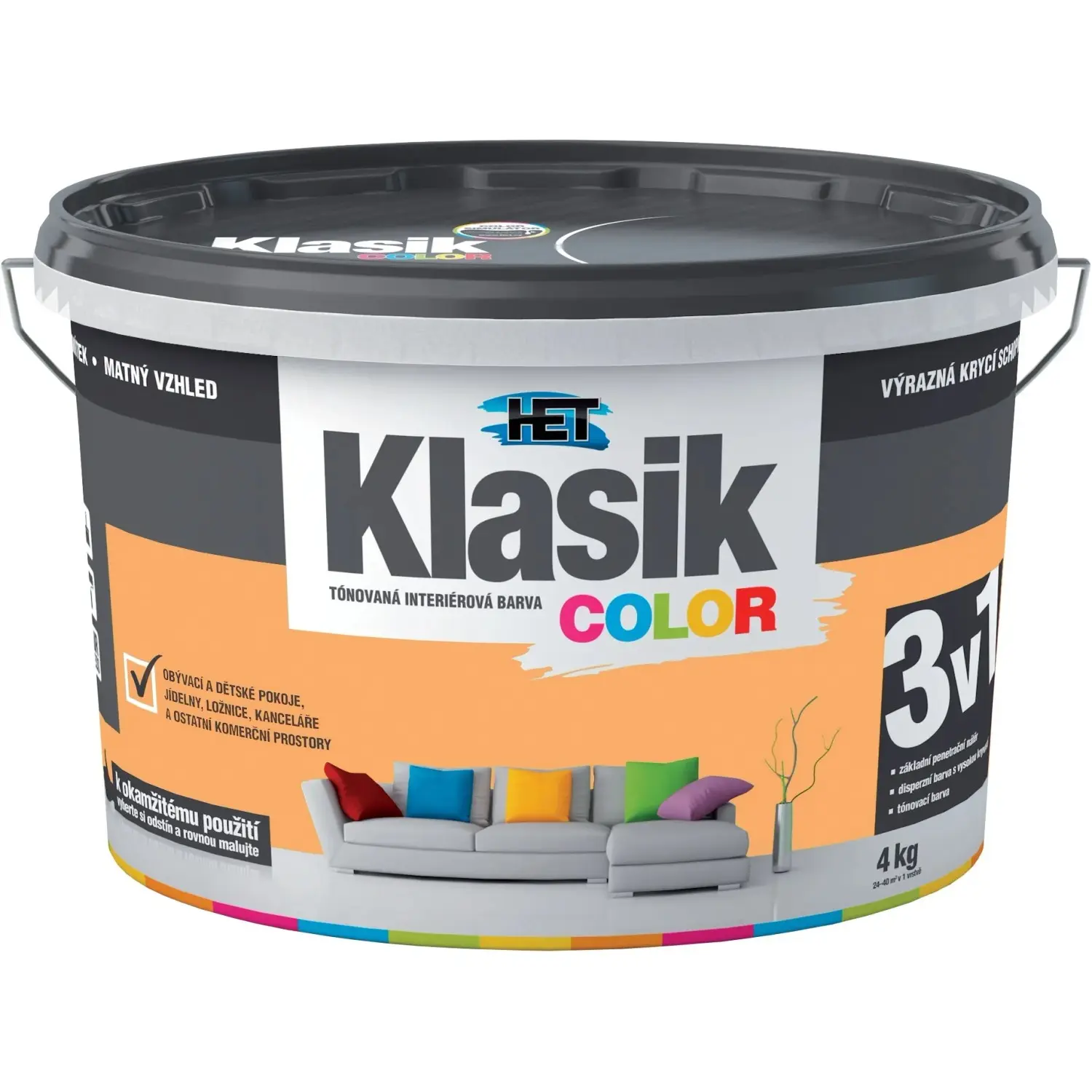 HET Klasik COLOR Tónovaná interiérová barva KC 0777 meruňková, 4 kg
