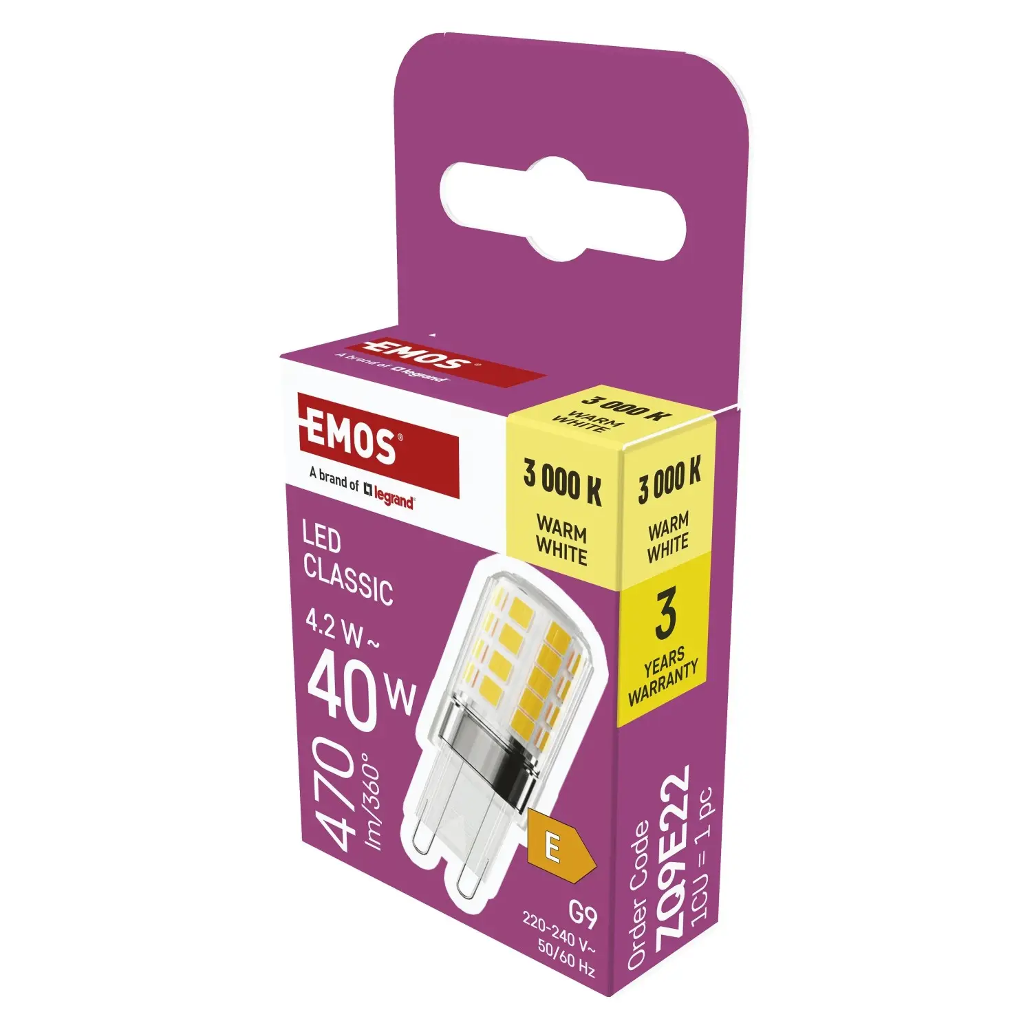 EMOS LED žárovka Classic JC G9 4,2W 470lm 3000K